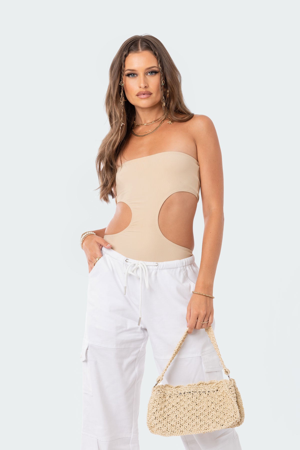 Vivie Ribbed Cut-Out Bodysuit-Milans Time