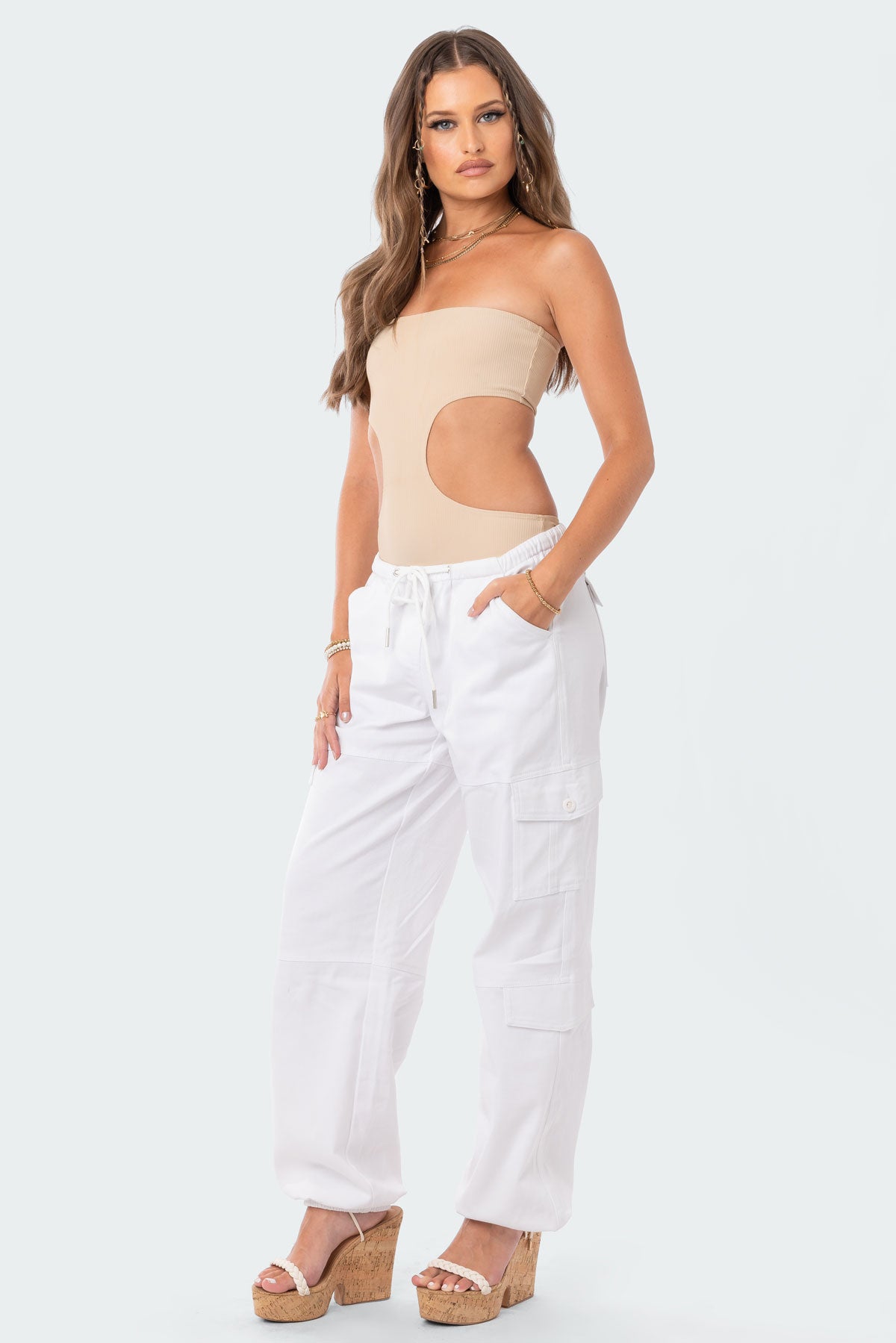 Vivie Ribbed Cut-Out Bodysuit-Milans Time