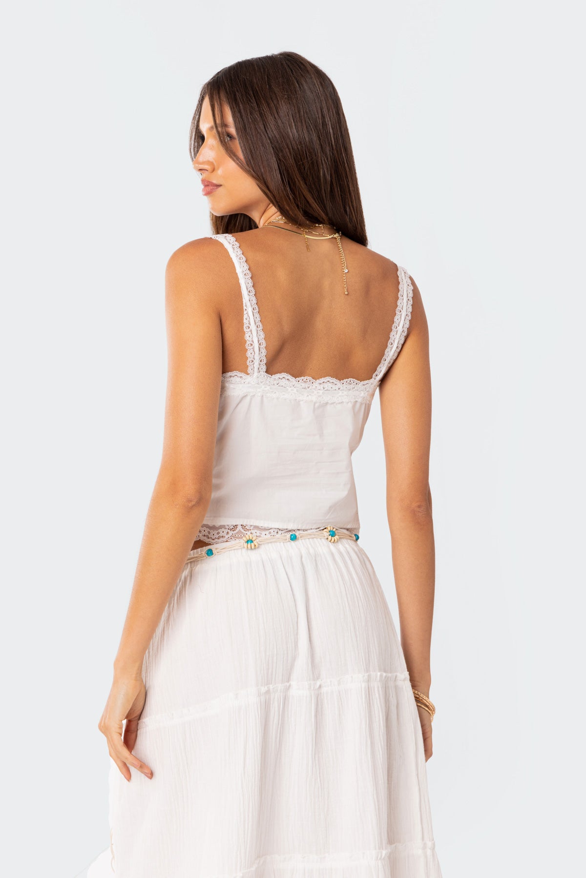 Peony Split Front Lacey Top-Milans Time