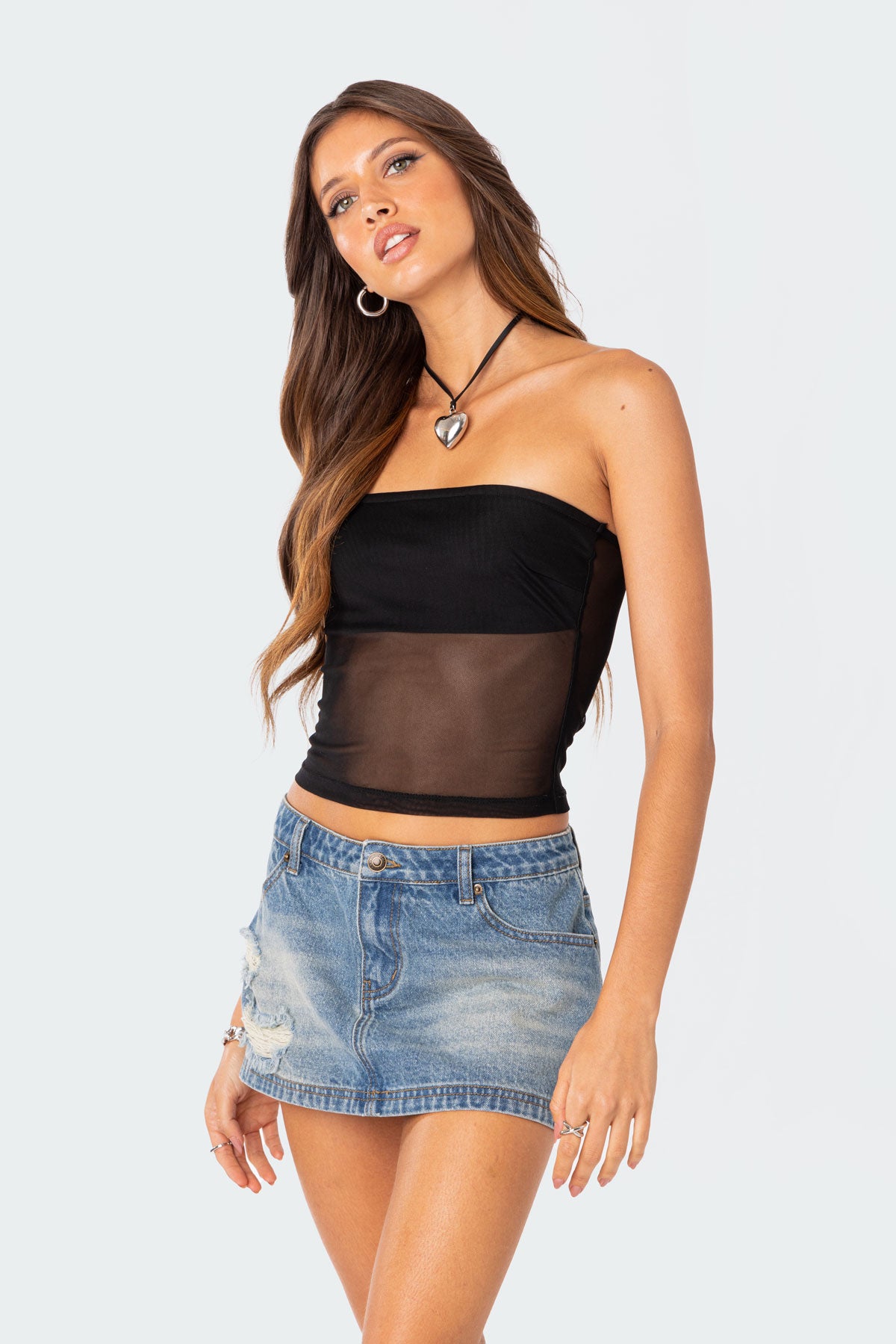Celestia Sheer Mesh Tube Top-Milans Time