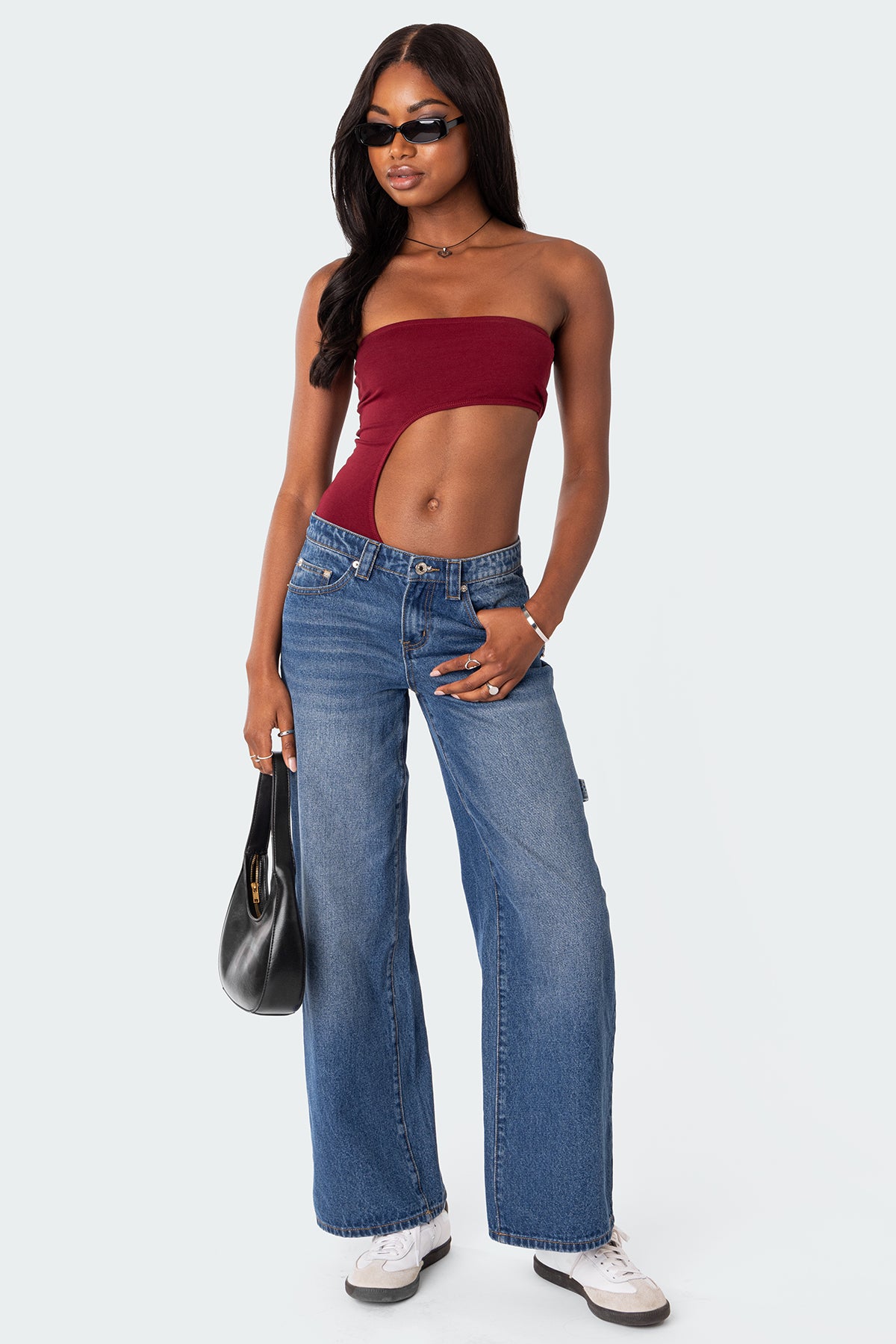 Indy Asymmetric Cut Out Bodysuit-Milans Time