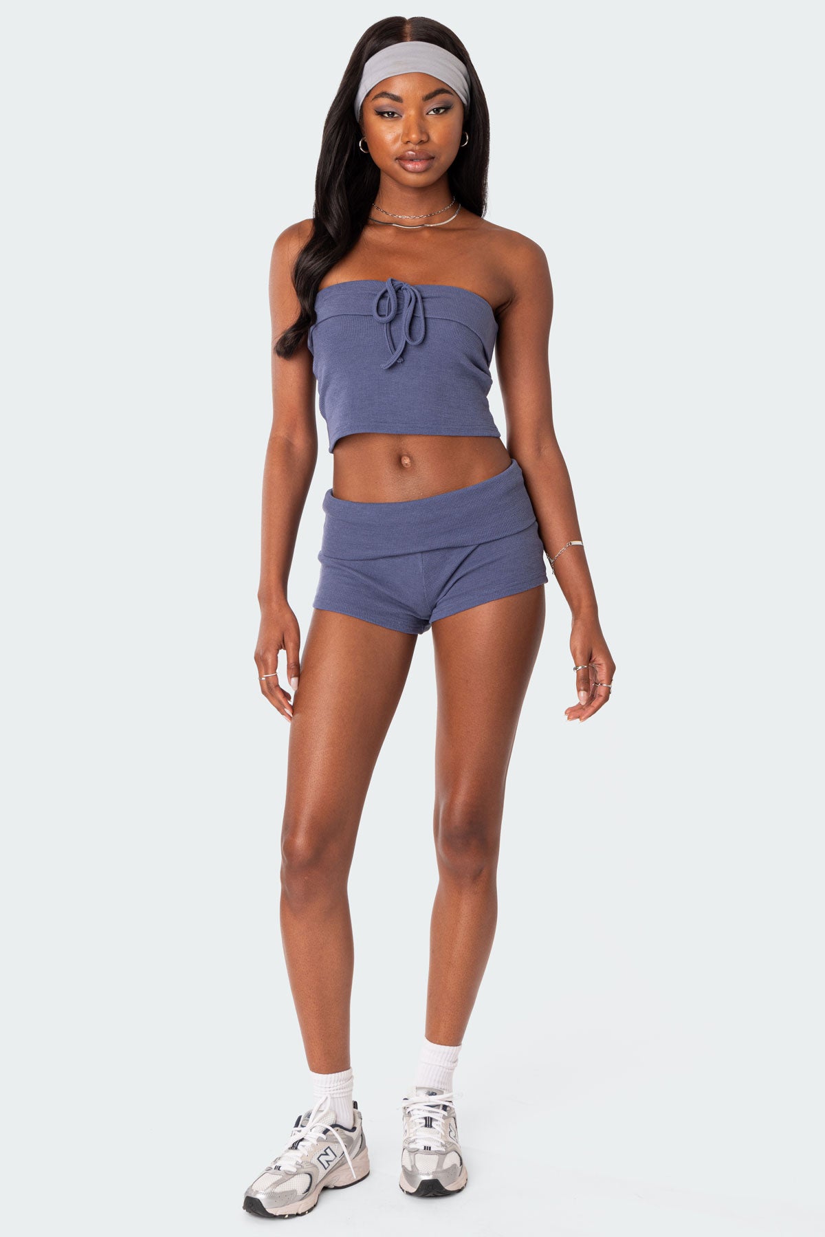 Lizzy Foldover Waffle Shorts-Milans Time