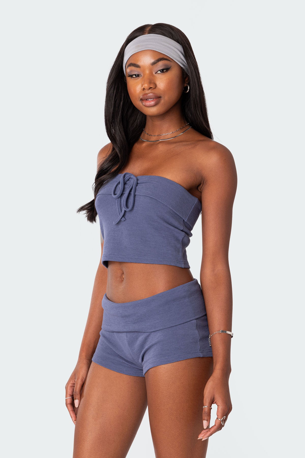 Lizzy Foldover Waffle Tube Top-Milans Time