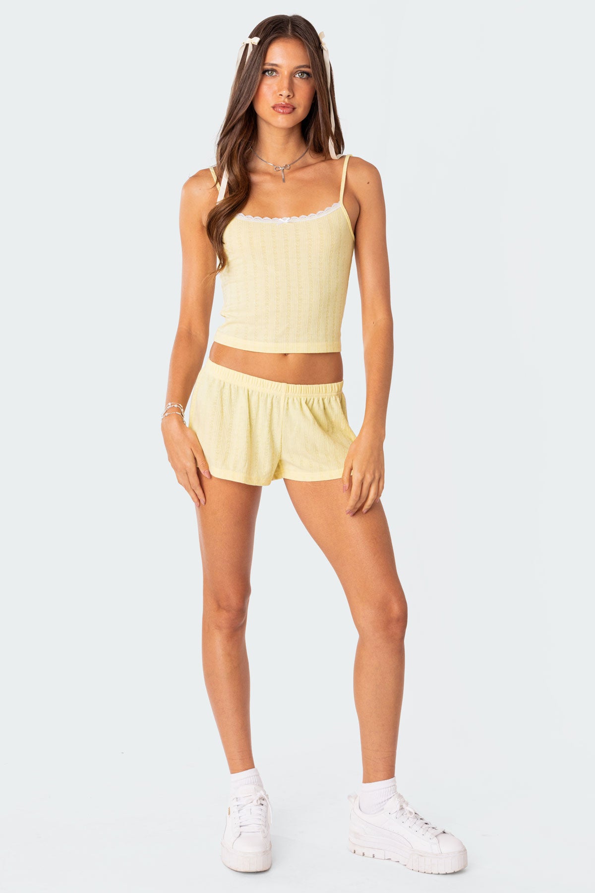Irene Low Rise Pointelle Micro Shorts-Milans Time