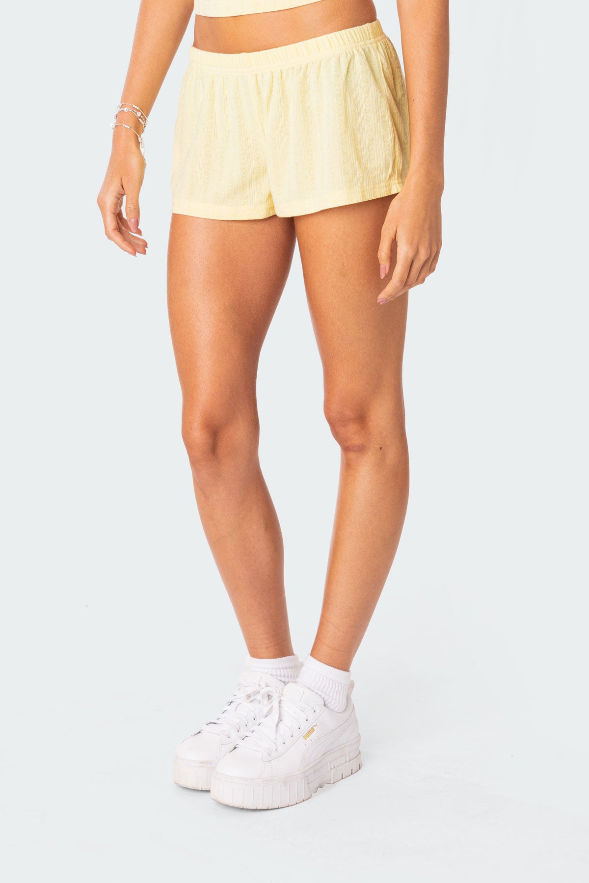 Irene Low Rise Pointelle Micro Shorts-Milans Time