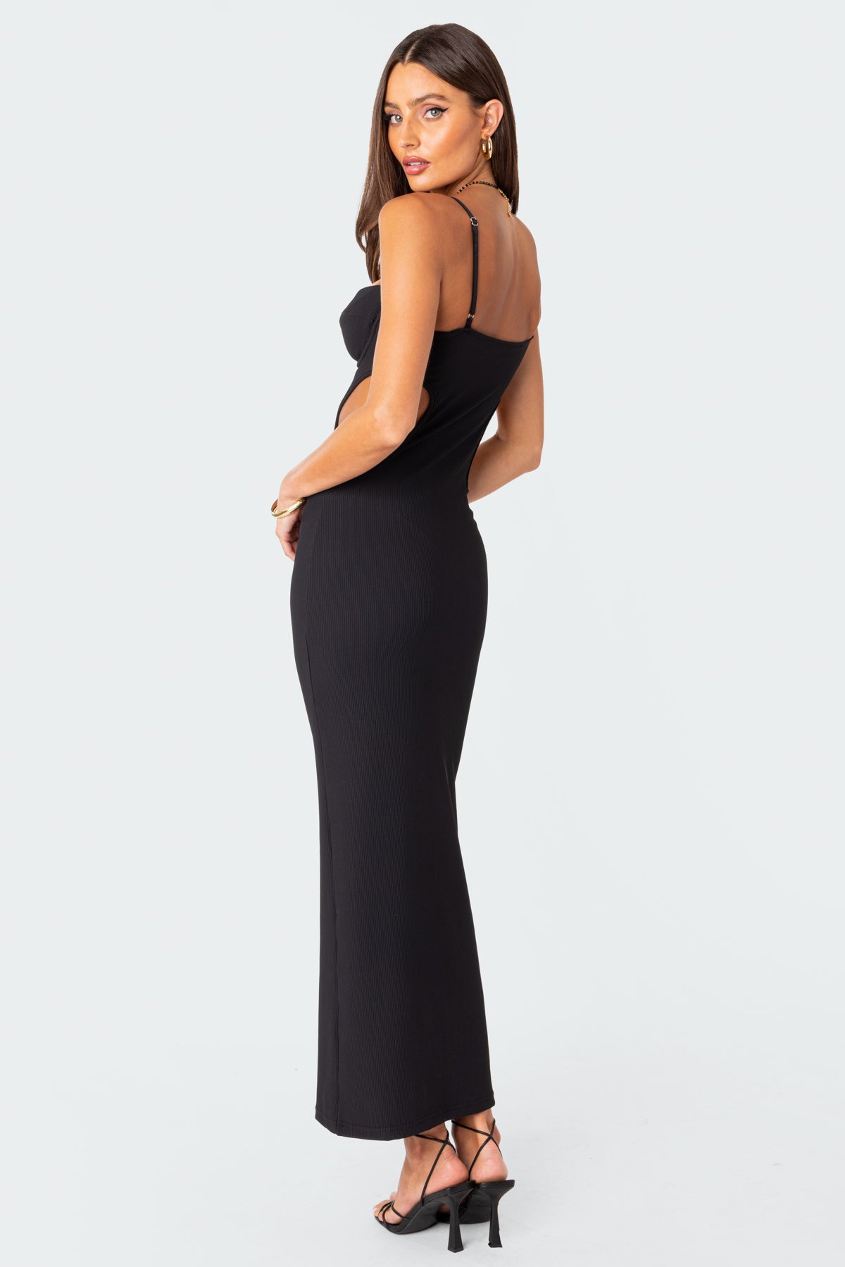 Ribbed Cut Out Cupped Maxi Dress-Milans Time