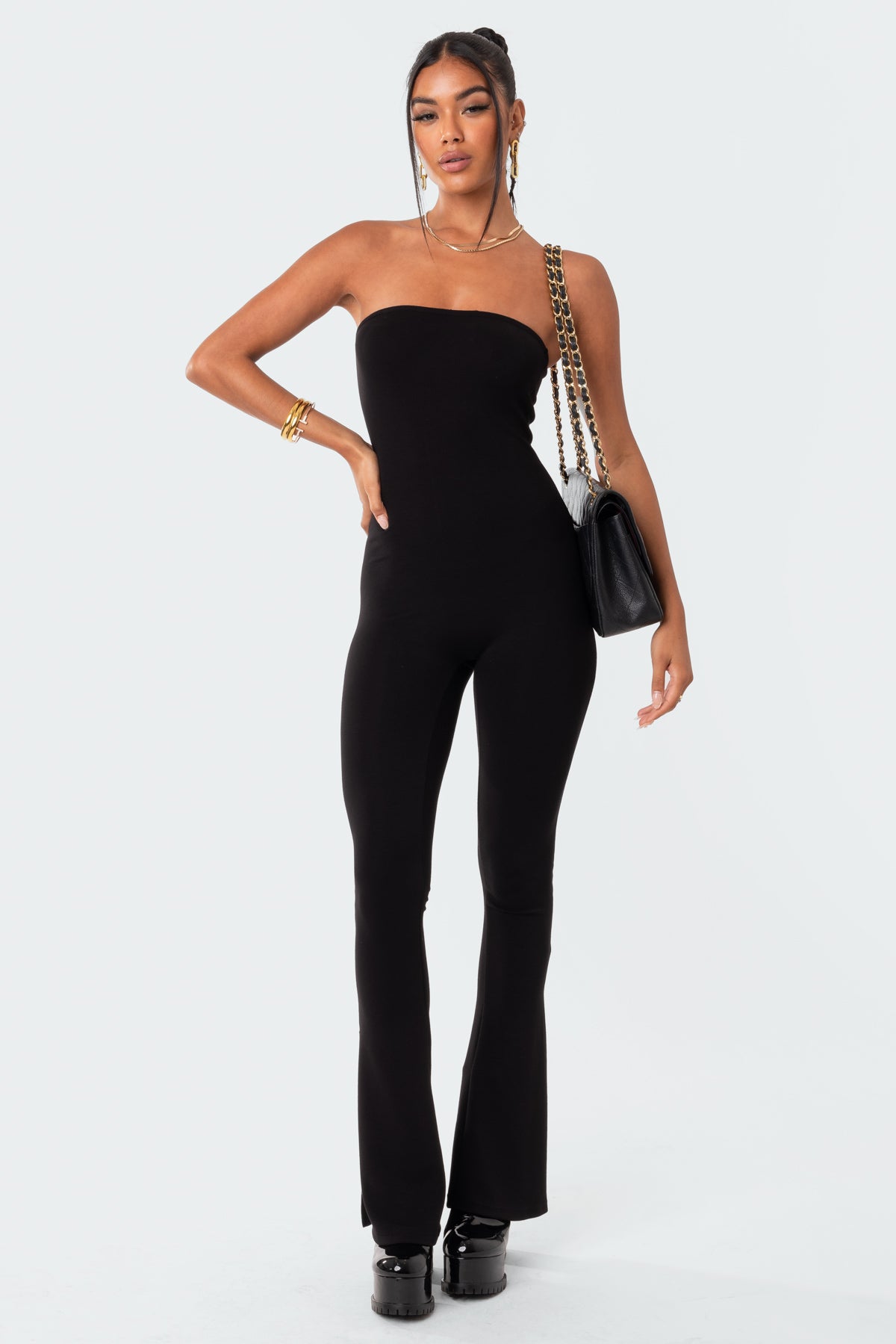 Melina Side Slits Flared Jumpsuit-Milans Time