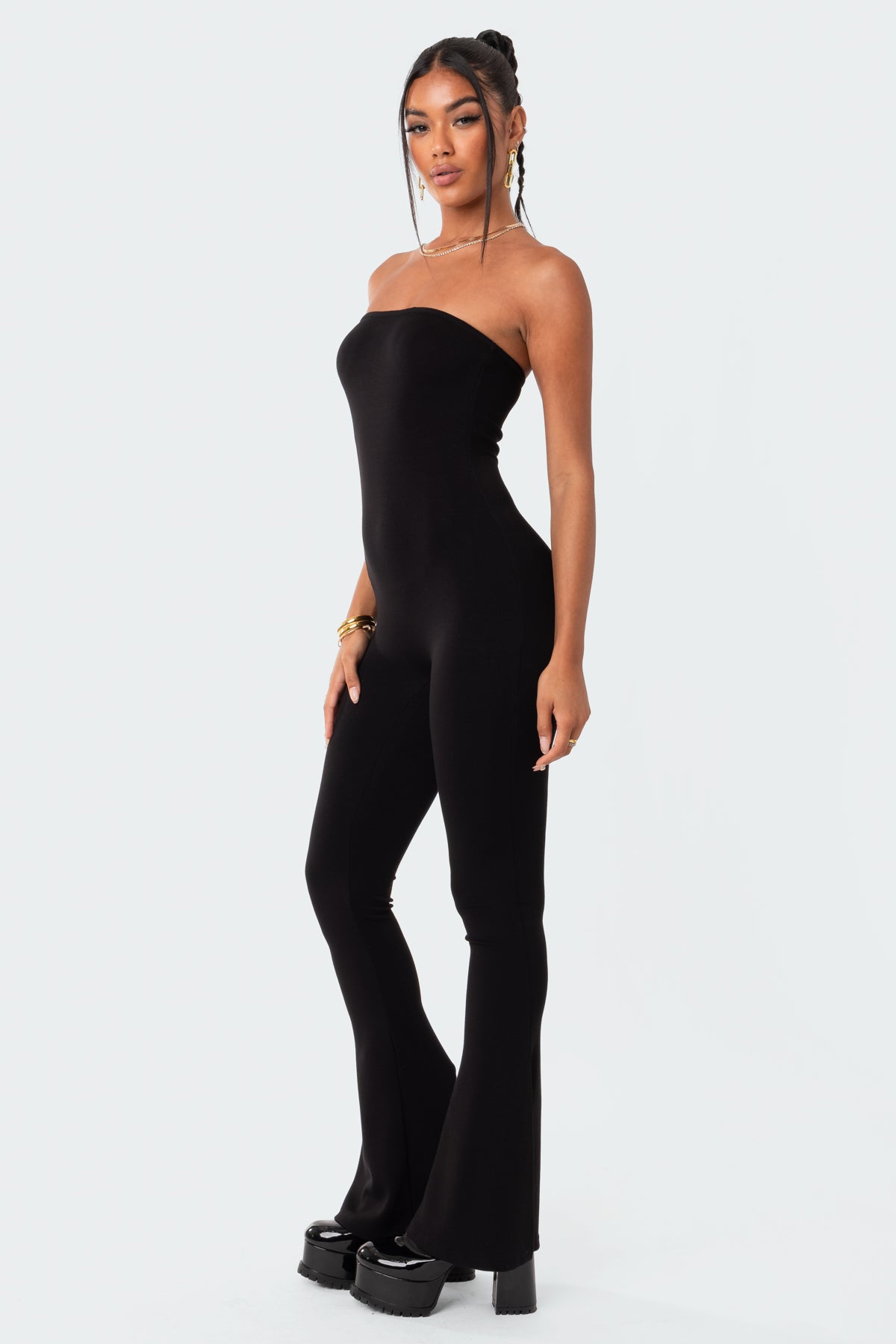 Melina Side Slits Flared Jumpsuit-Milans Time