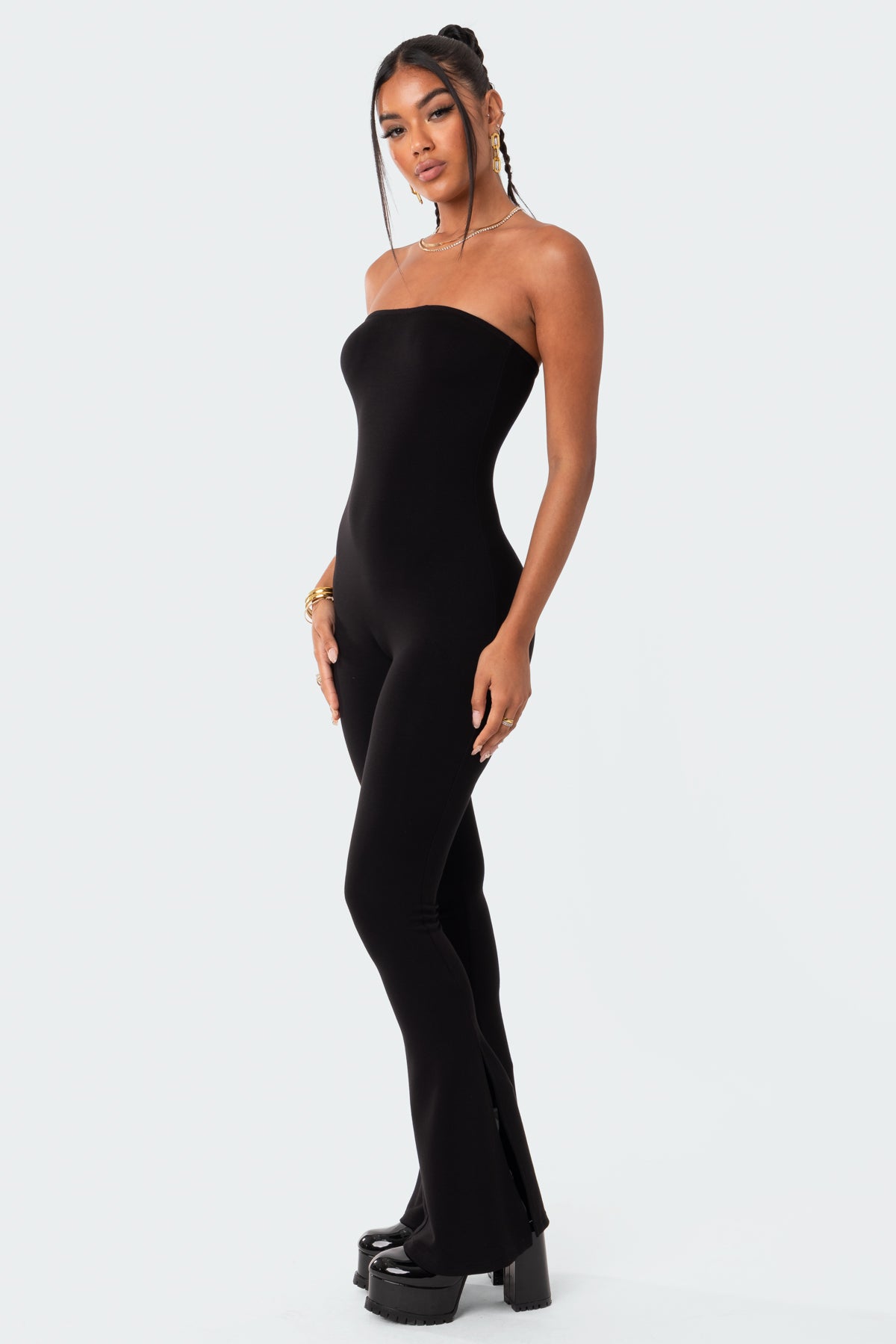 Melina Side Slits Flared Jumpsuit-Milans Time