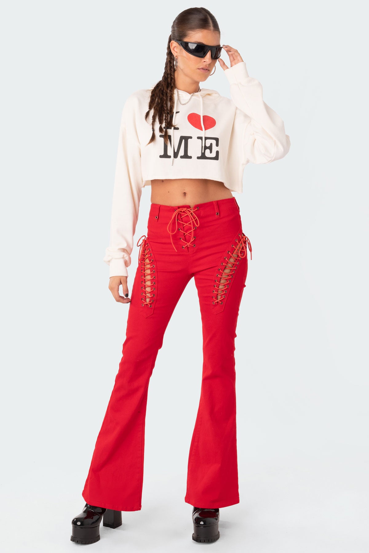 Engine Red Flared Jeans-Milans Time