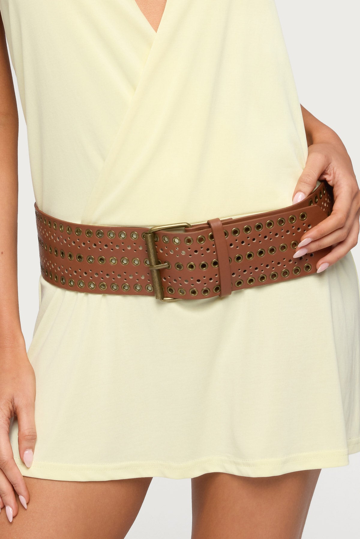 Western Grommet Faux Leather Belt-Milans Time