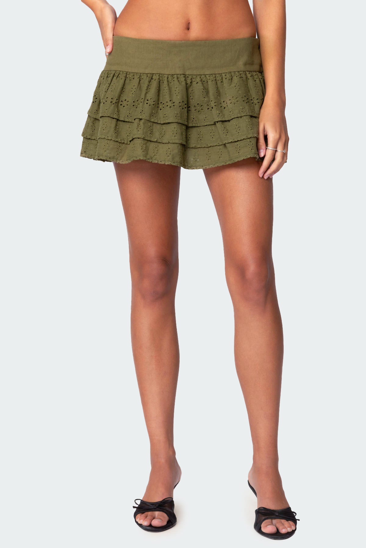 Fluer Ruffled Eyelet Mini Skort-Milans Time