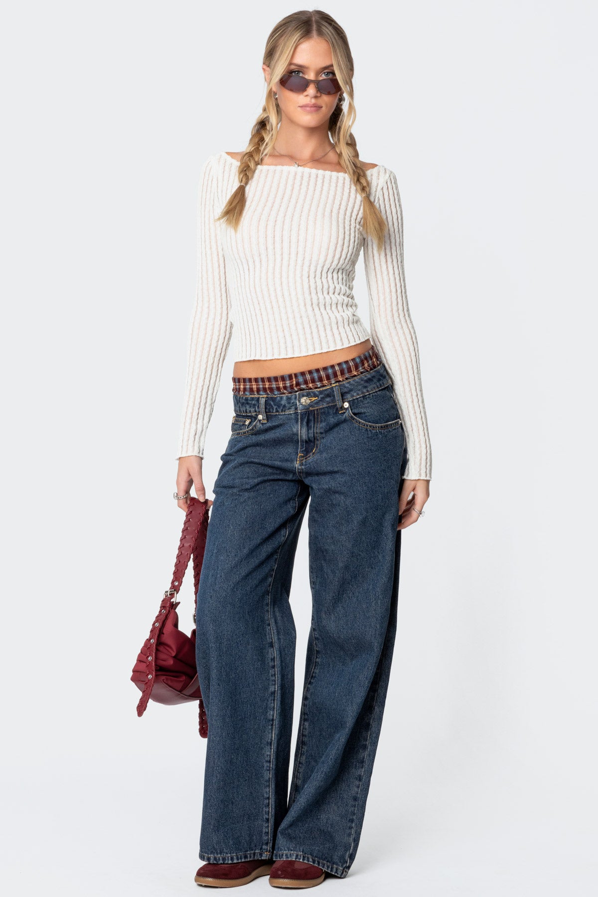 Textured Sheer Boat Neck Top-Milans Time