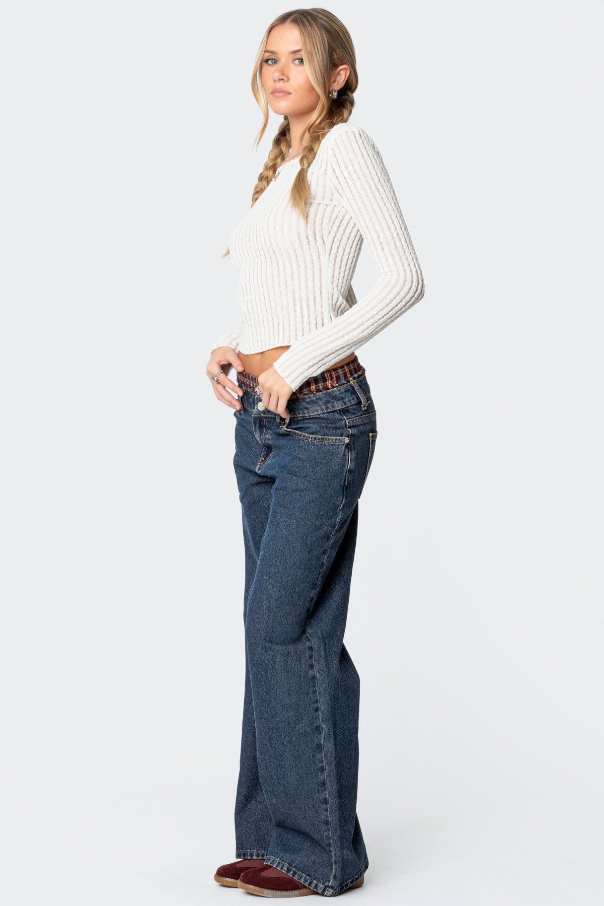 Textured Sheer Boat Neck Top-Milans Time