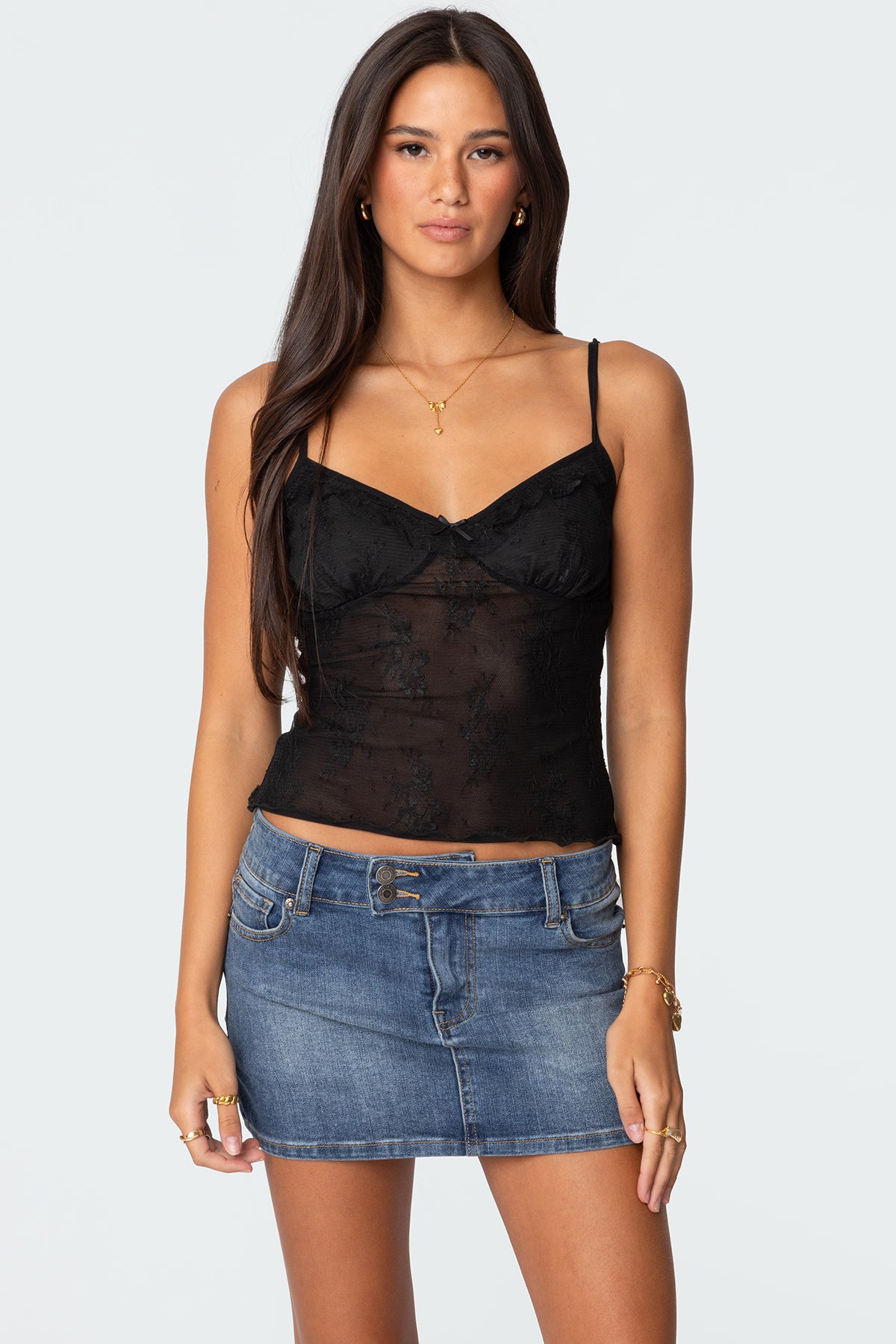 Angelina Sheer Lace Tank Top-Milans Time