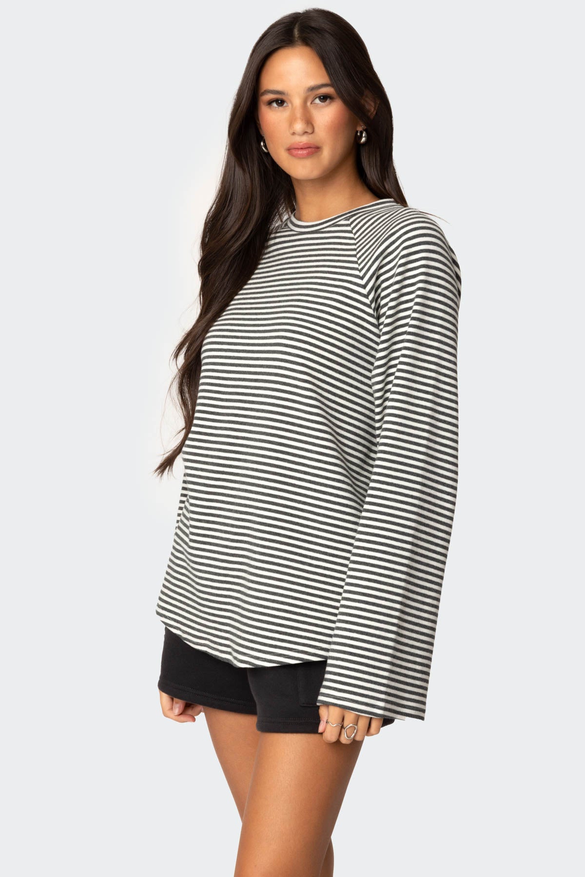 Stripey Oversized Bell Sleeve Top-Milans Time