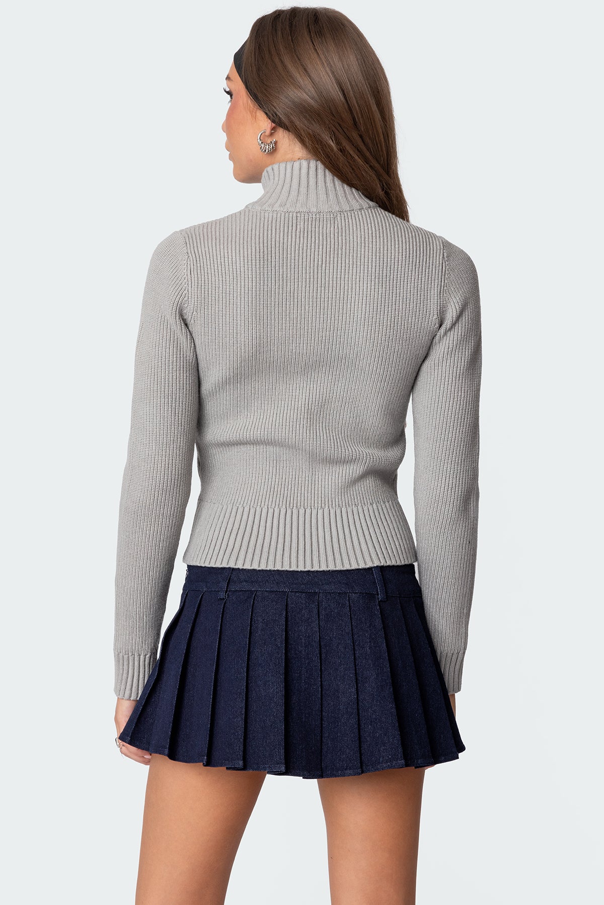 89 High Neck Zip Up Cardigan-Milans Time