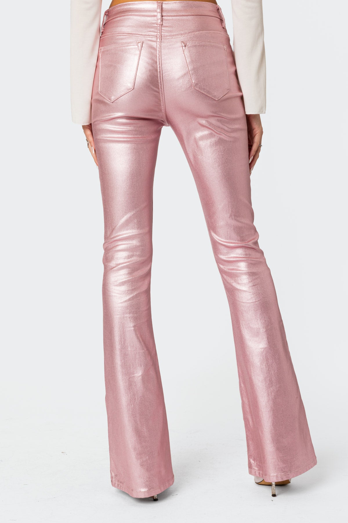 Luna Faux Leather Flare Jeans-Milans Time