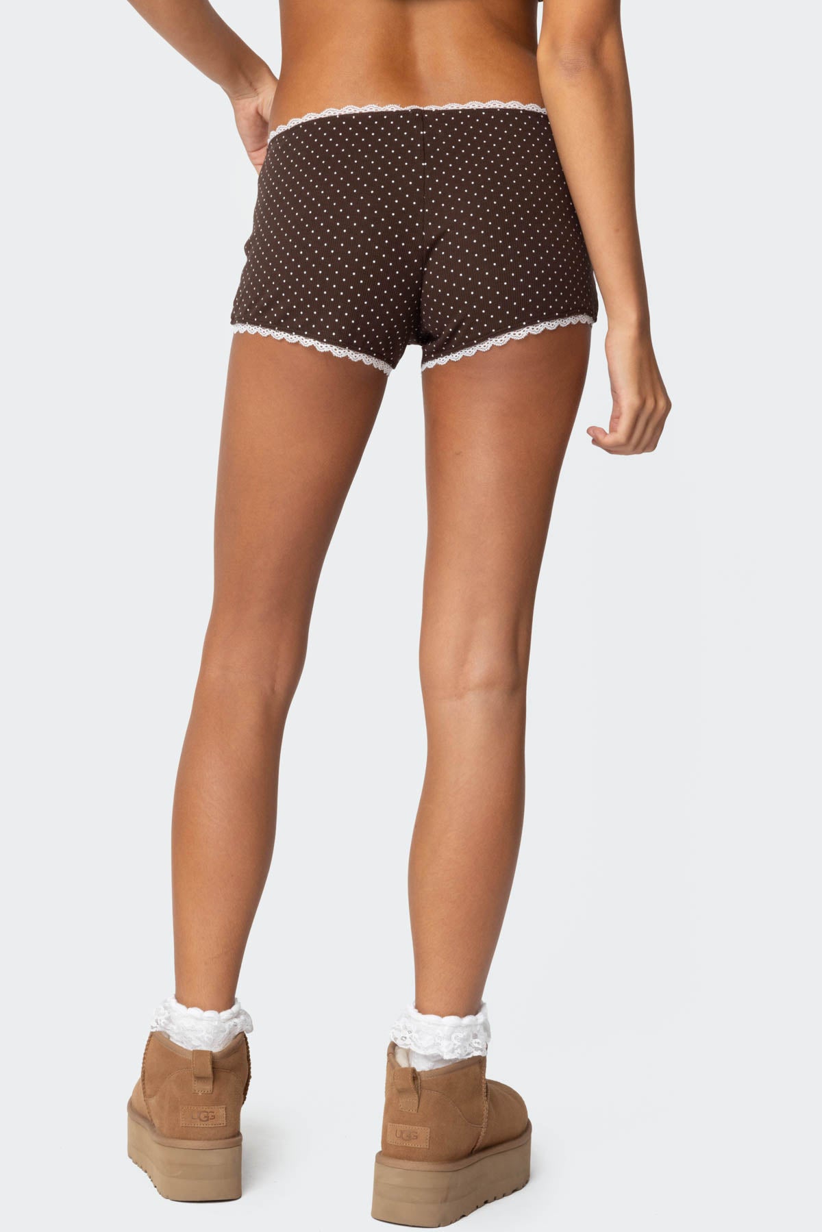 Juliana Polka Dot Ribbed Shorts-Milans Time