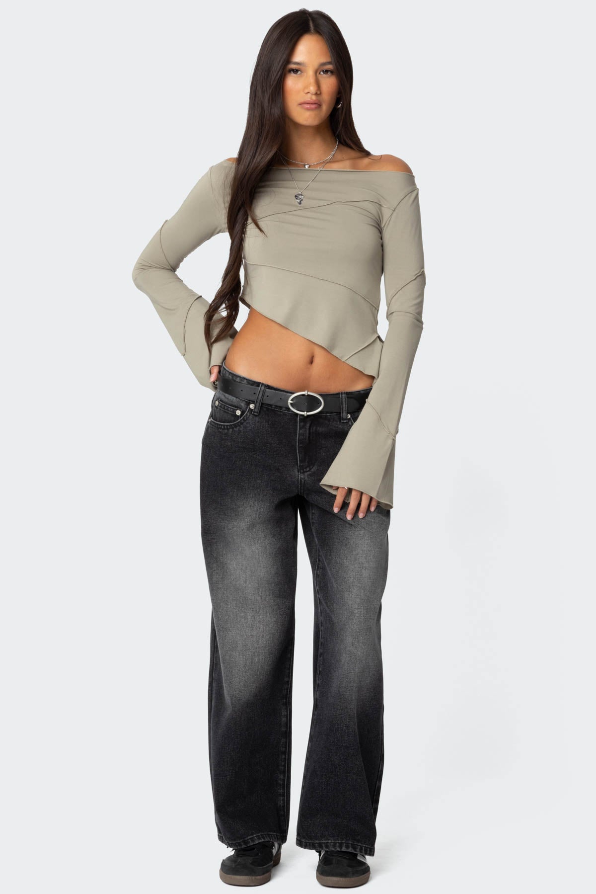 Petite Magda Acid Wash Low Rise Baggy Jeans-Milans Time