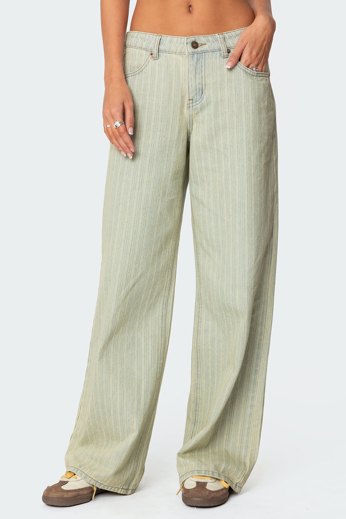 Lannah Textured Low Rise Baggy Jeans-Milans Time