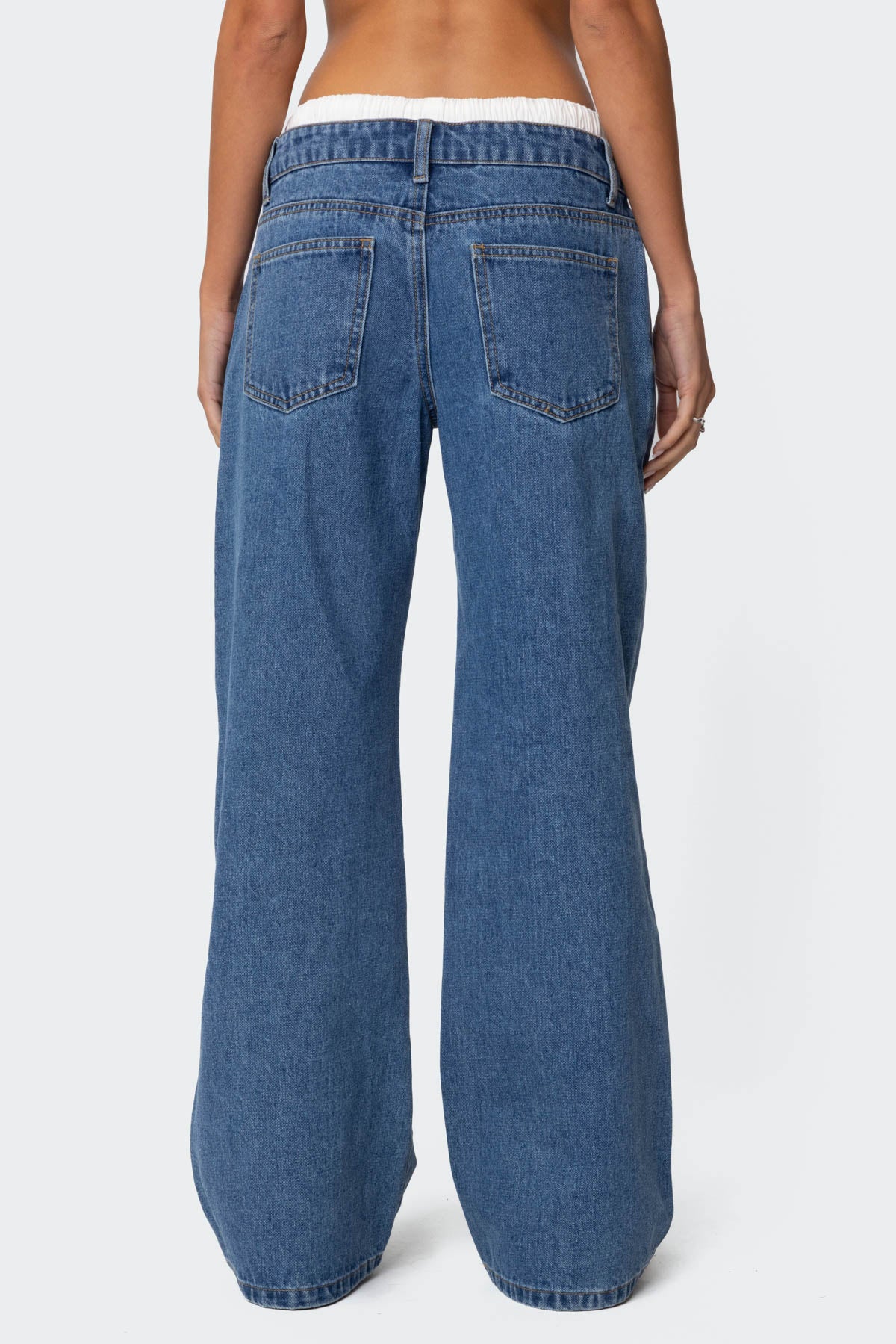 Boxer Detail Low Rise Baggy Jeans-Milans Time