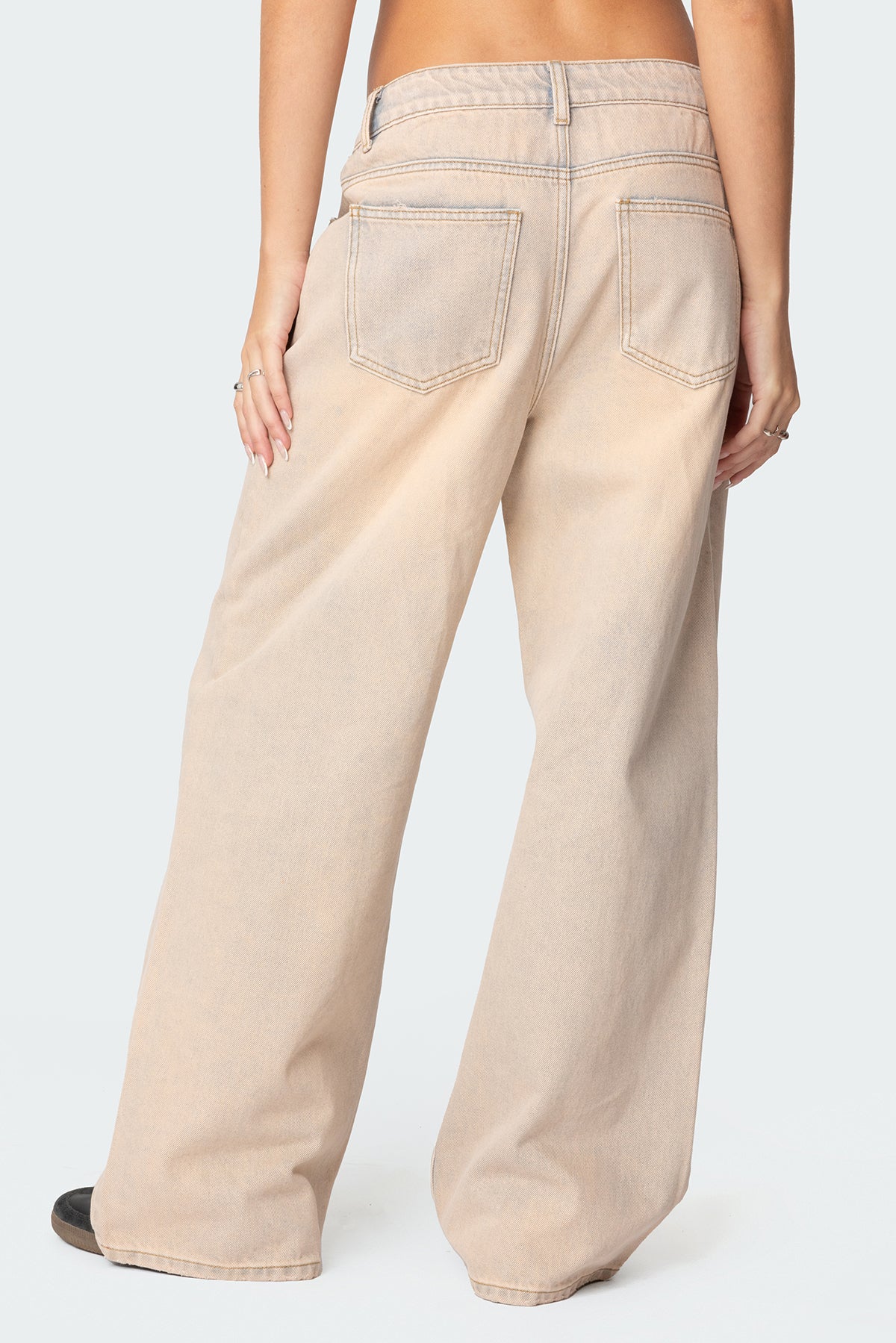 Dusty Washed Low Rise Baggy Jeans-Milans Time