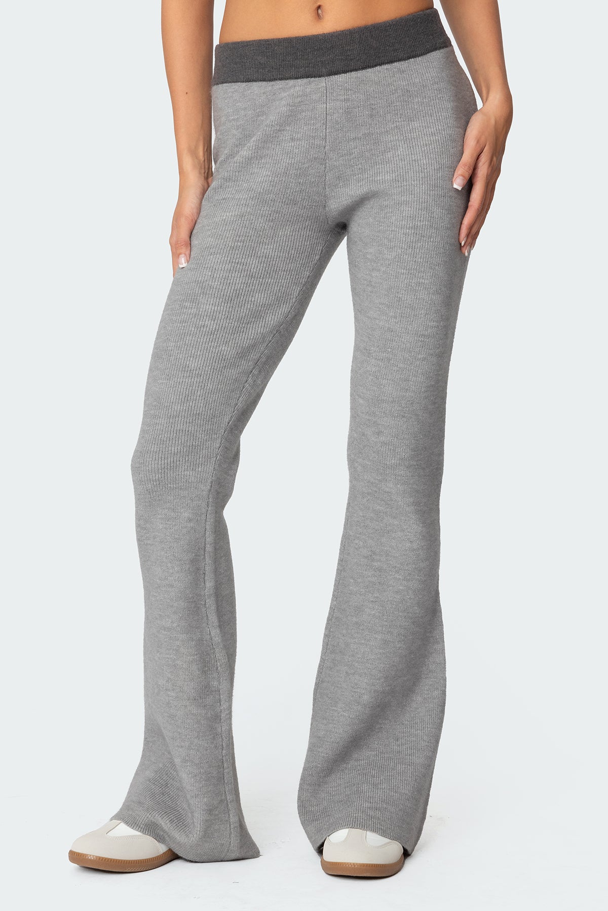 Lei Contrast Knit Flared Pants-Milans Time