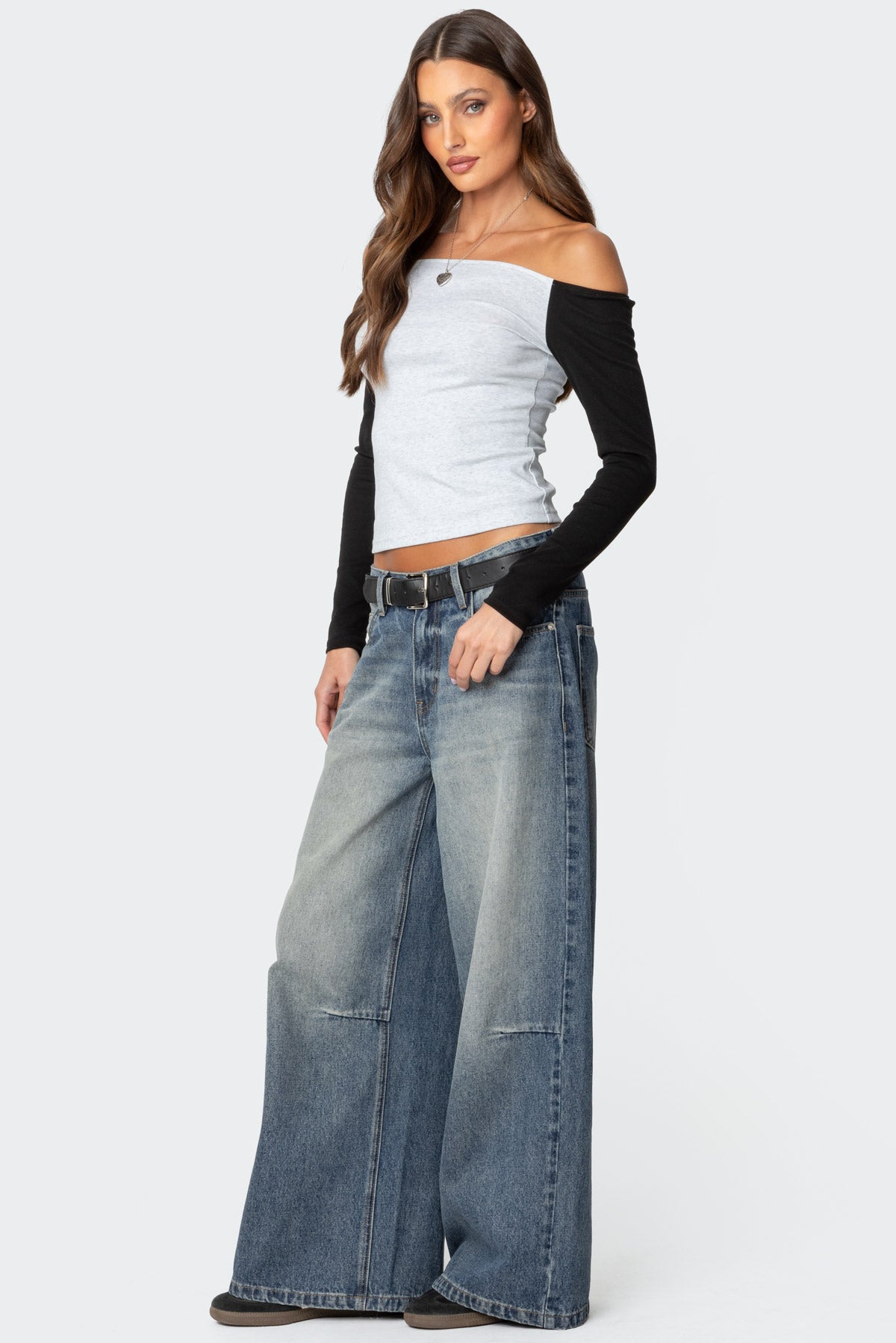 Contrast Off Shoulder Top-Milans Time