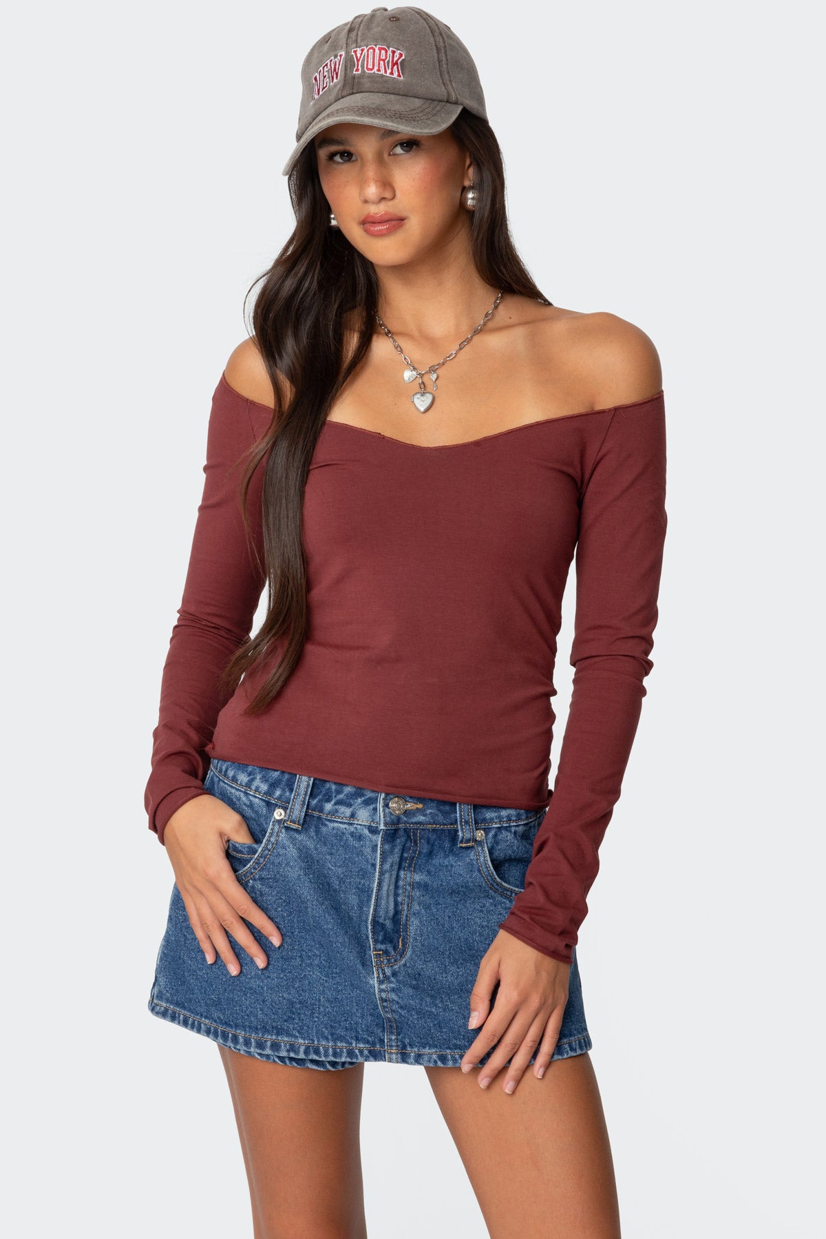Nattie Off Shoulder V Neck Top-Milans Time