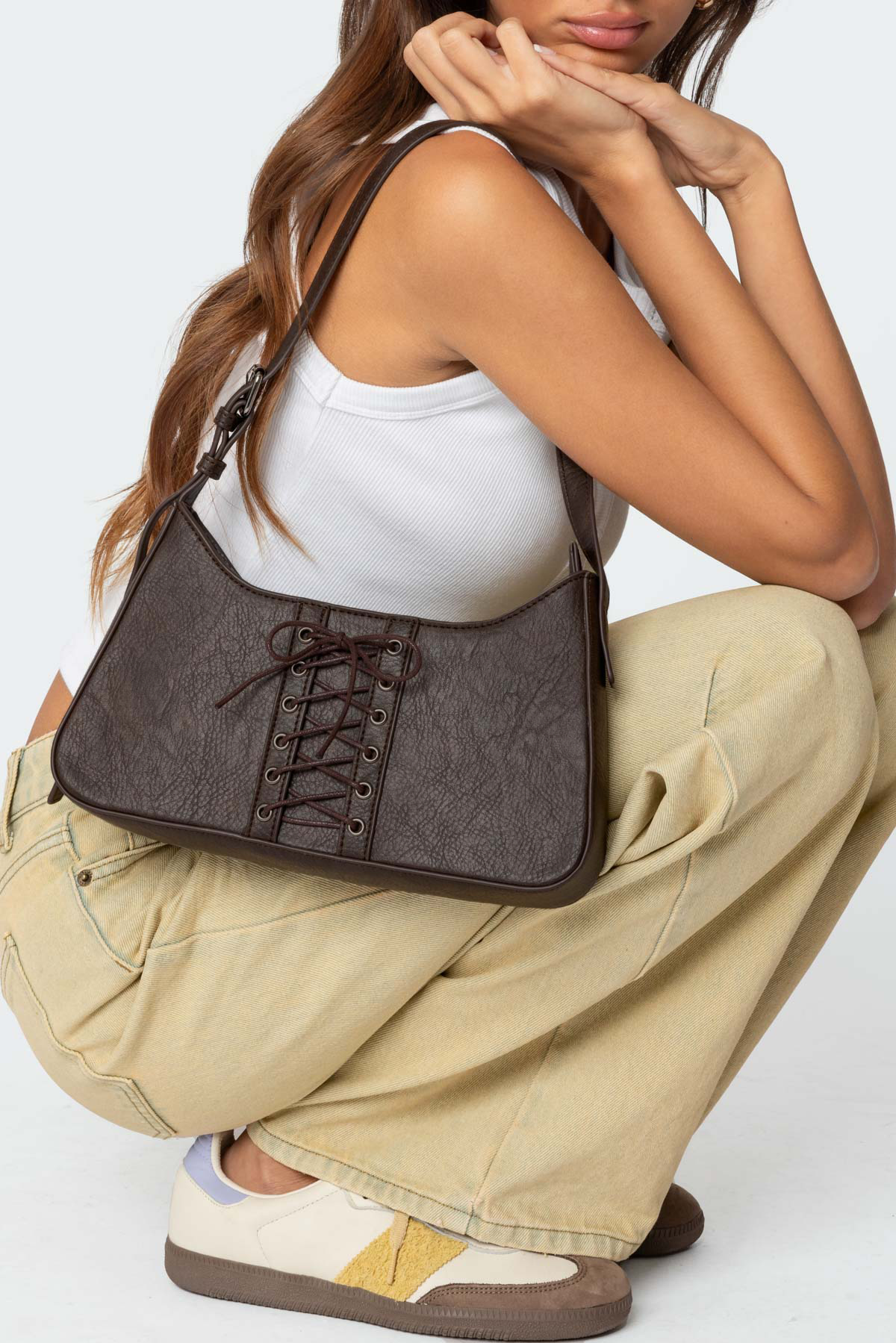 Lace Up Faux Leather Bag-Milans Time