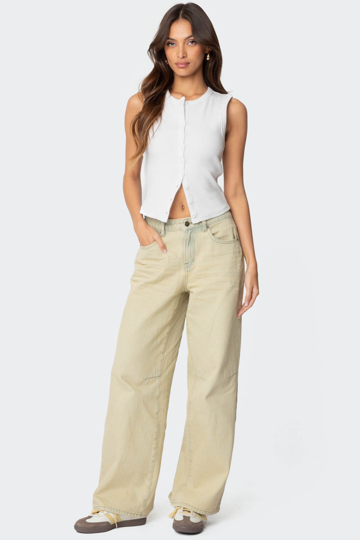 Low Rise Vintage Washed Baggy Jeans-Milans Time