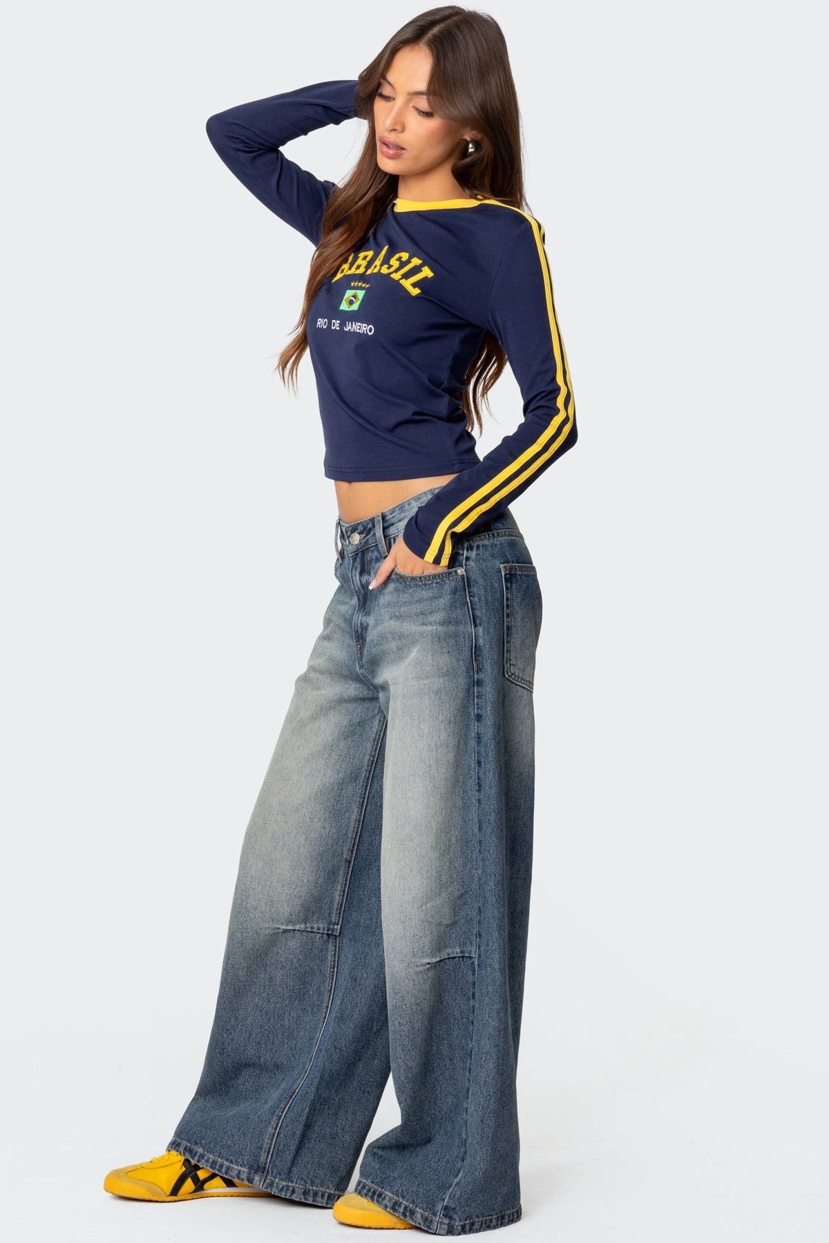 Brasil Embroidered Long Sleeve T Shirt-Milans Time