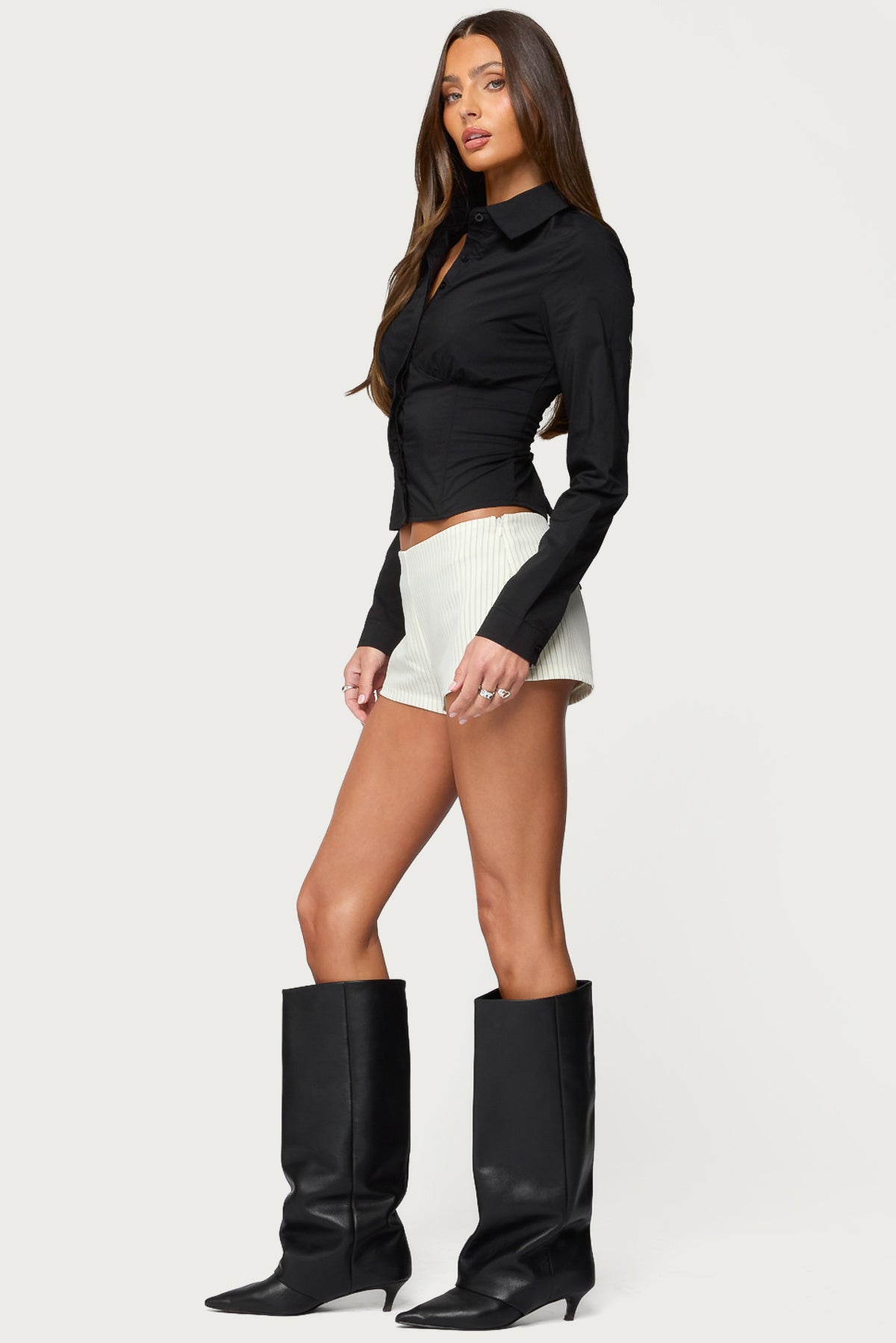 Amelie Lace Up Button Up Shirt-Milans Time