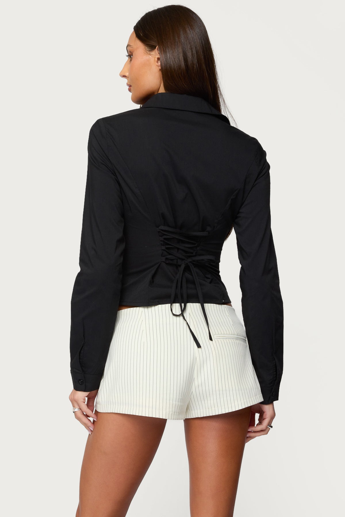 Amelie Lace Up Button Up Shirt-Milans Time