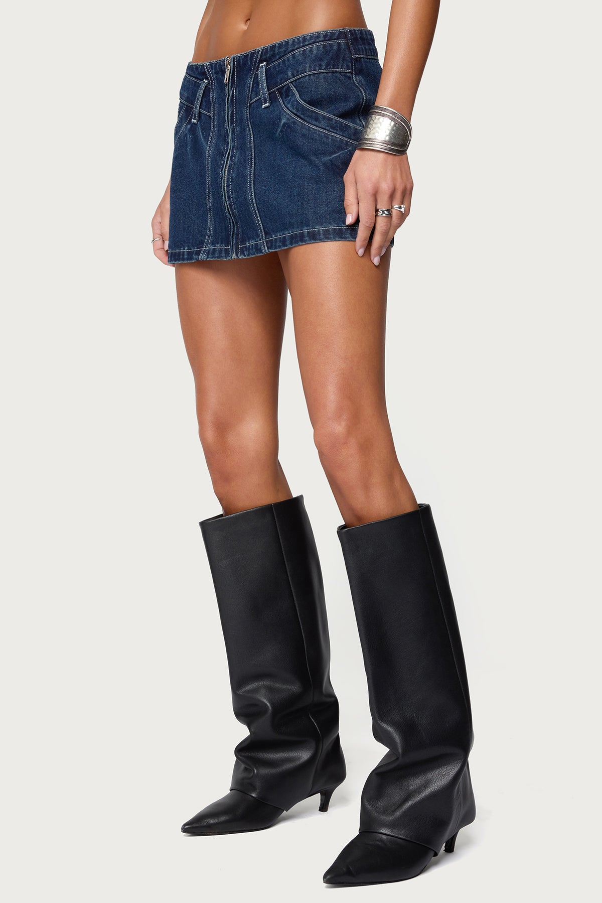 Sharlo Zip Up Denim Mini Skirt-Milans Time