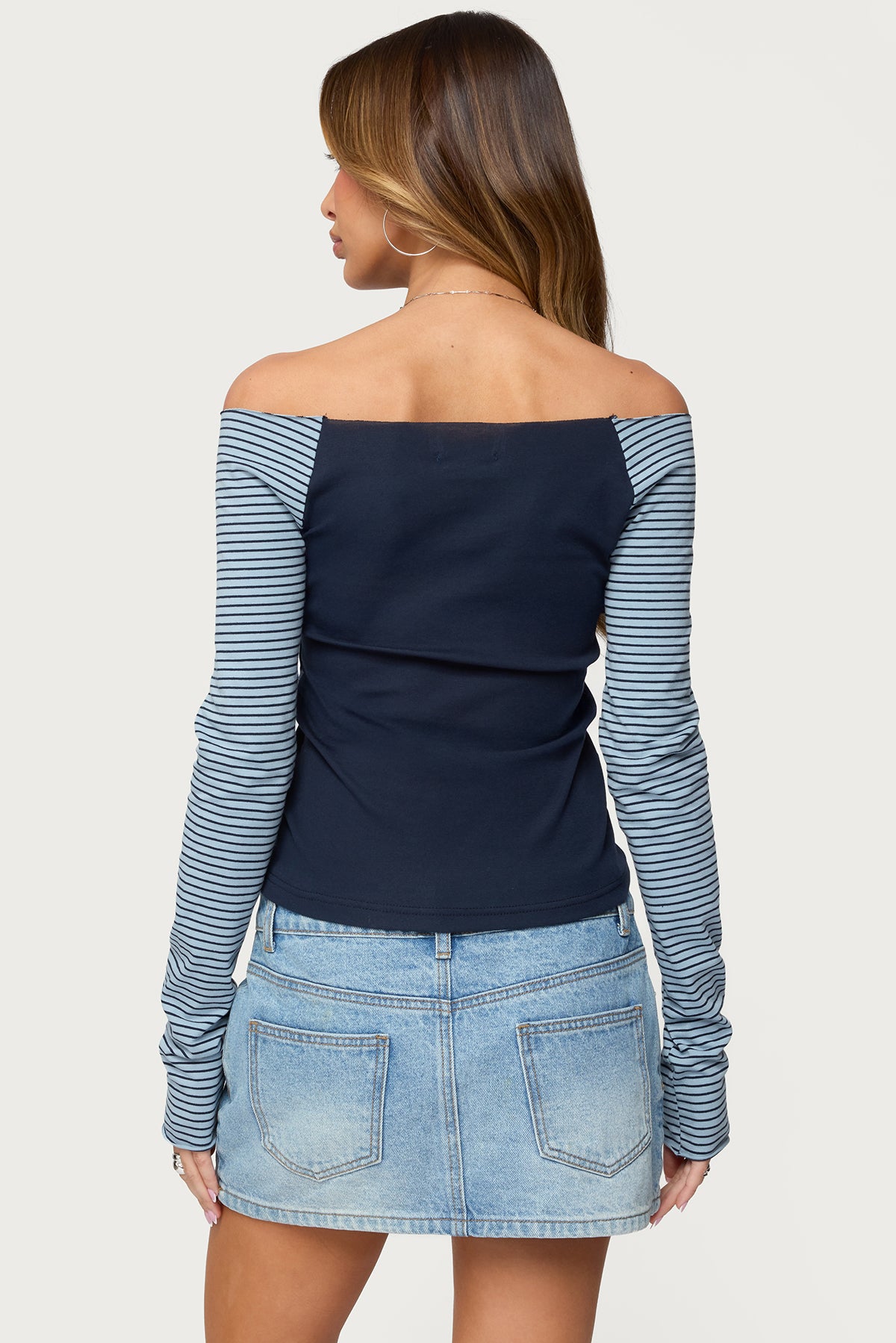 Rion Contrast Striped Off Shoulder Top-Milans Time