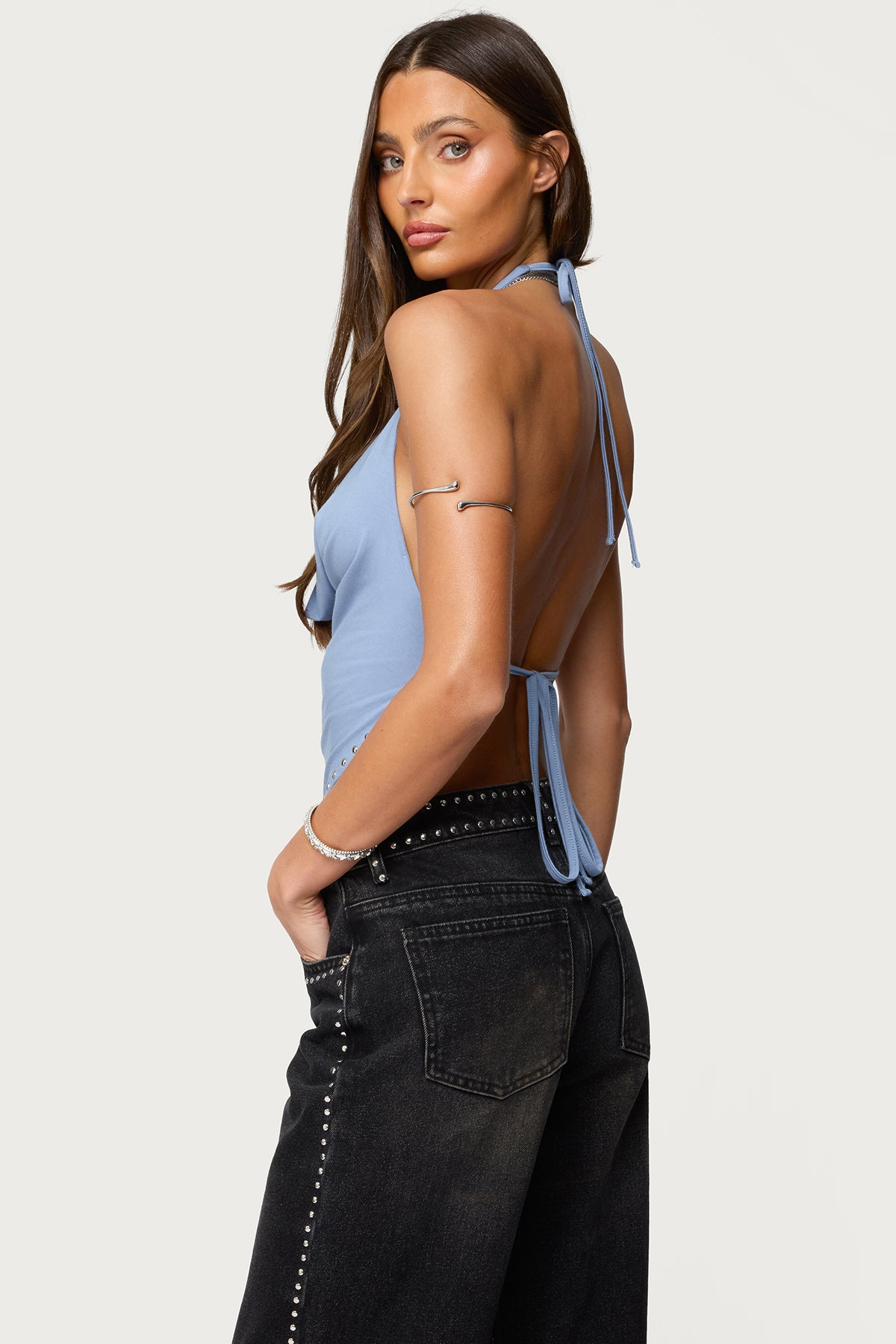 Zenya Backless Cowl Neck Halter Top-Milans Time