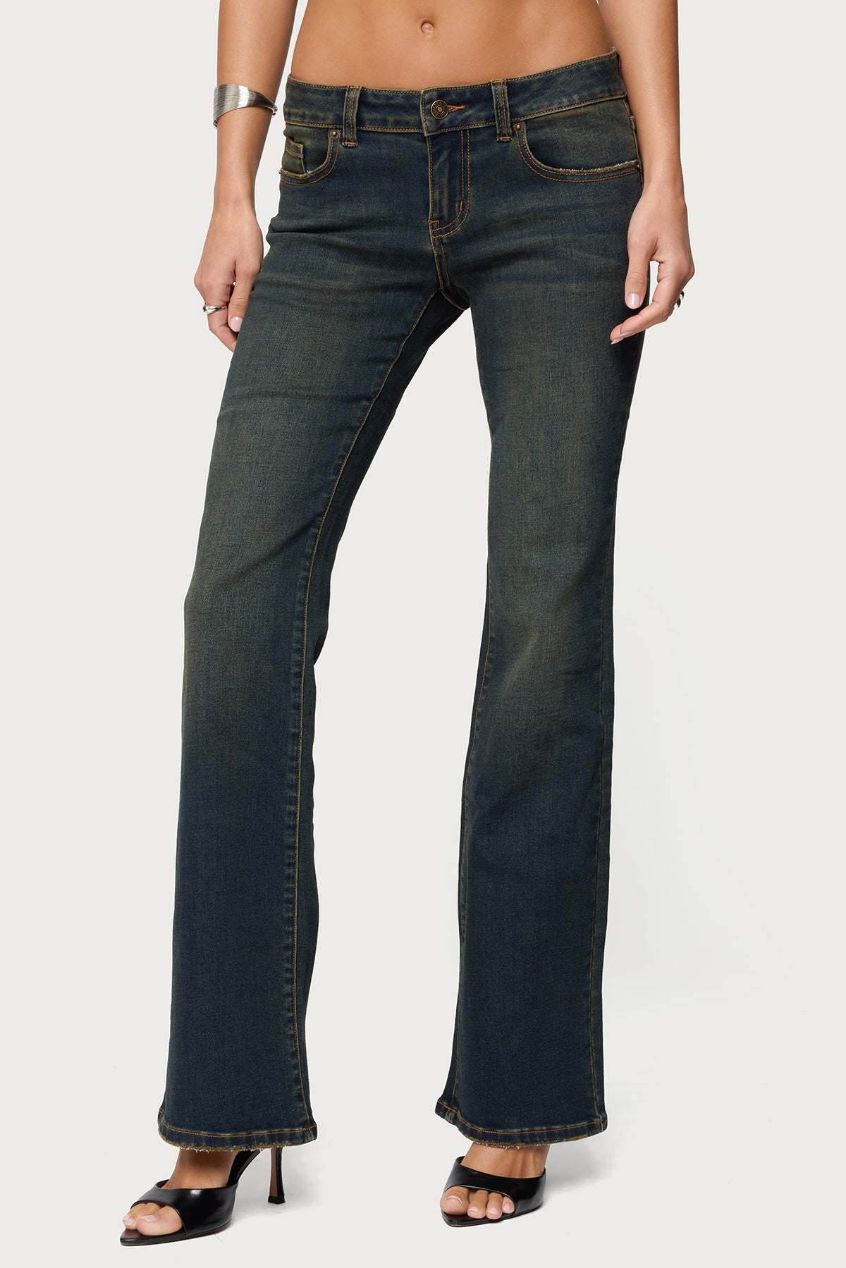 Tez Vintage Washed Low Rise Bootcut Jeans-Milans Time