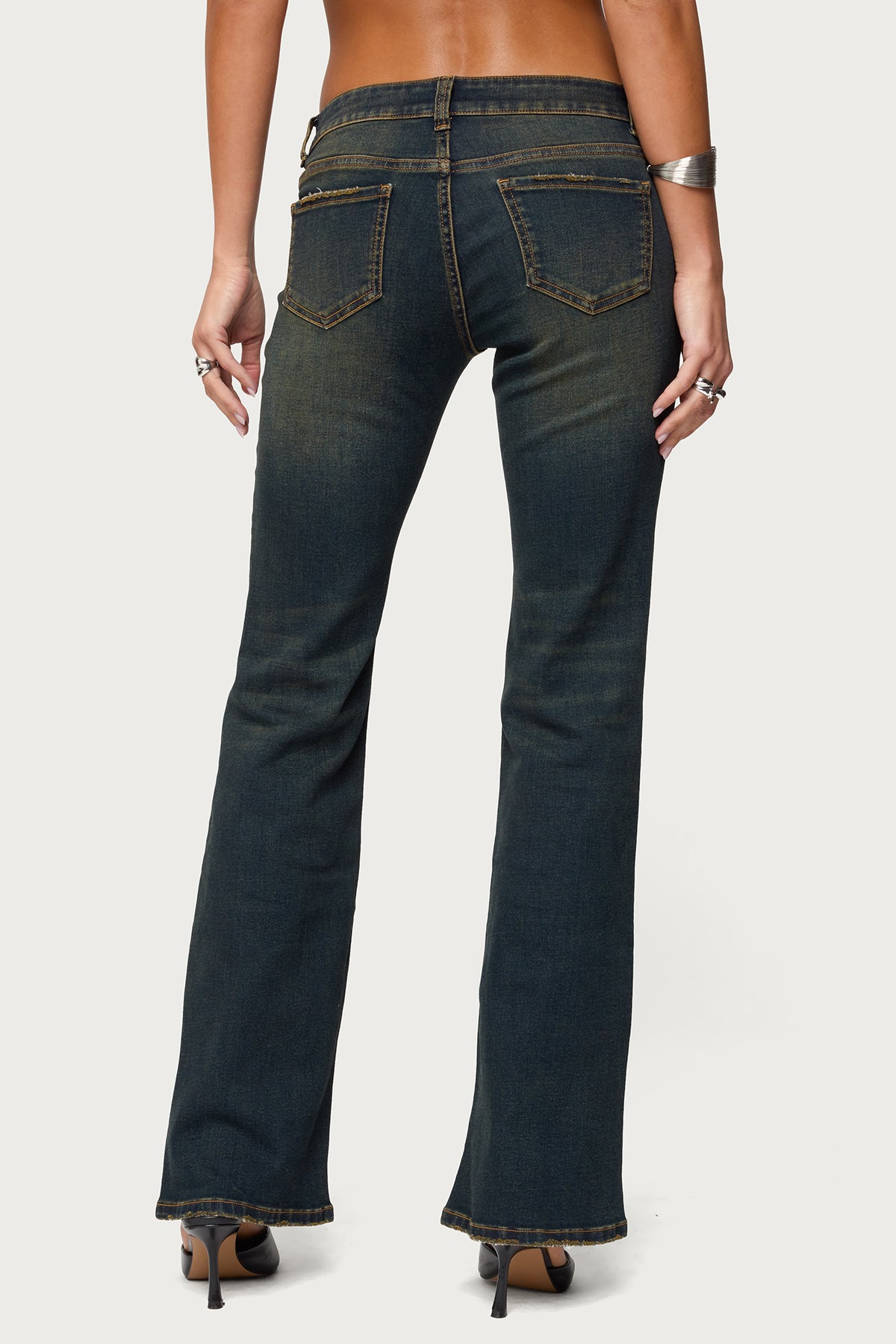 Tez Vintage Washed Low Rise Bootcut Jeans-Milans Time