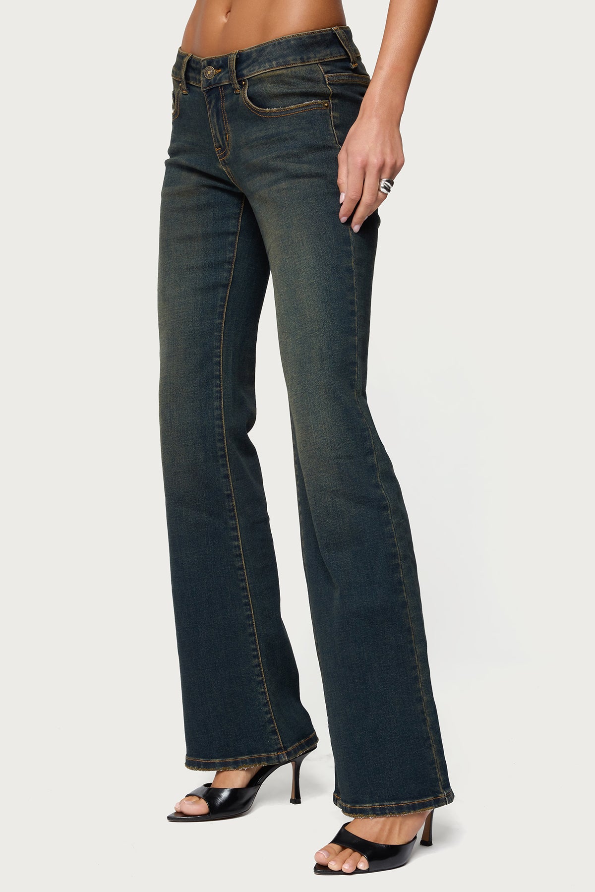 Tez Vintage Washed Low Rise Bootcut Jeans-Milans Time