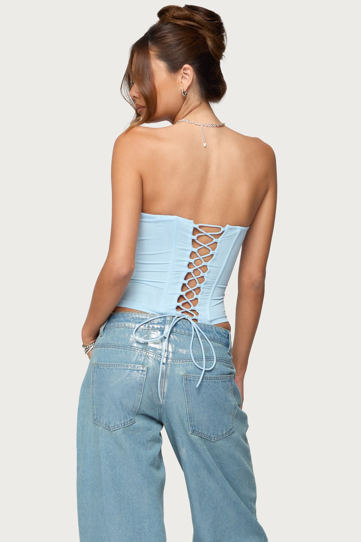 Lexah Faux Crystal Strapless Mesh Corset-Milans Time