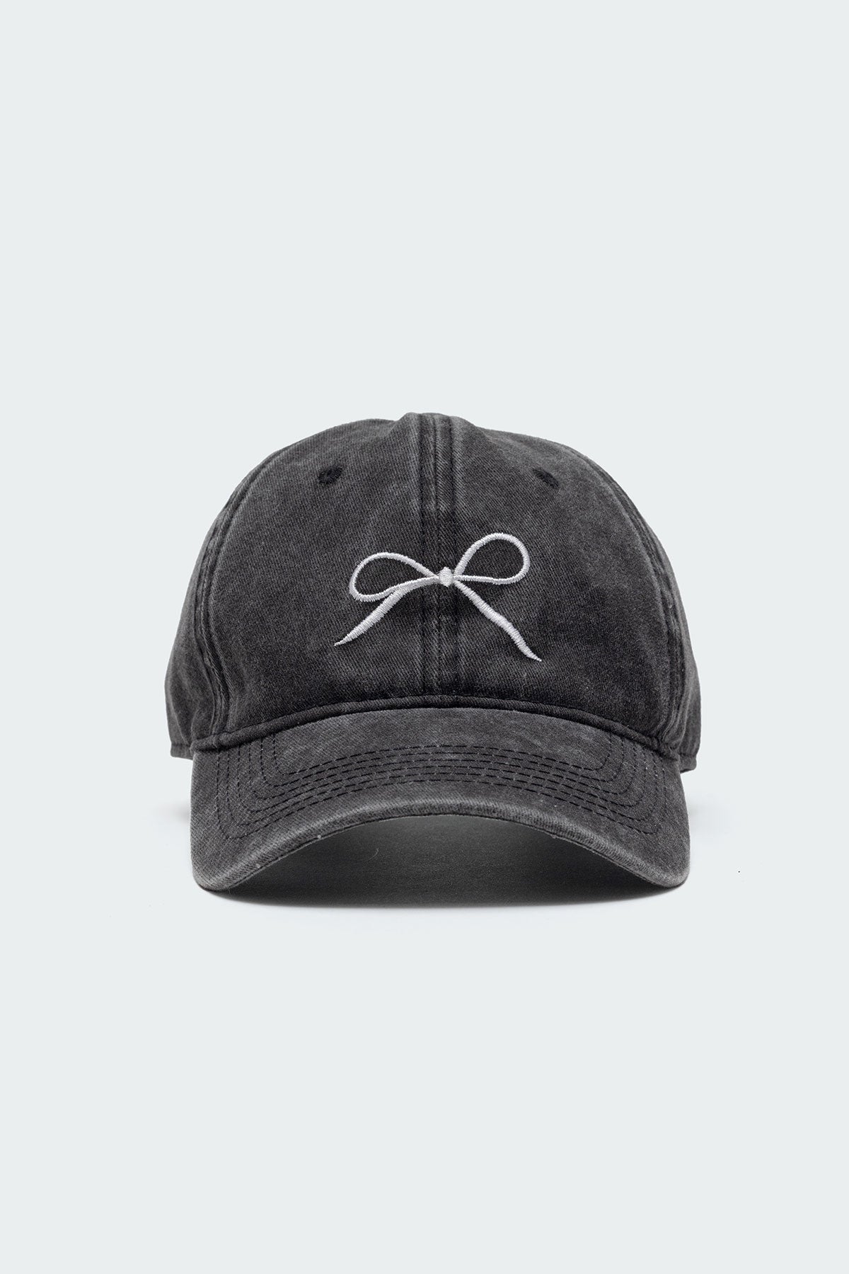 Embroidered Bow Washed Baseball Cap-Milans Time