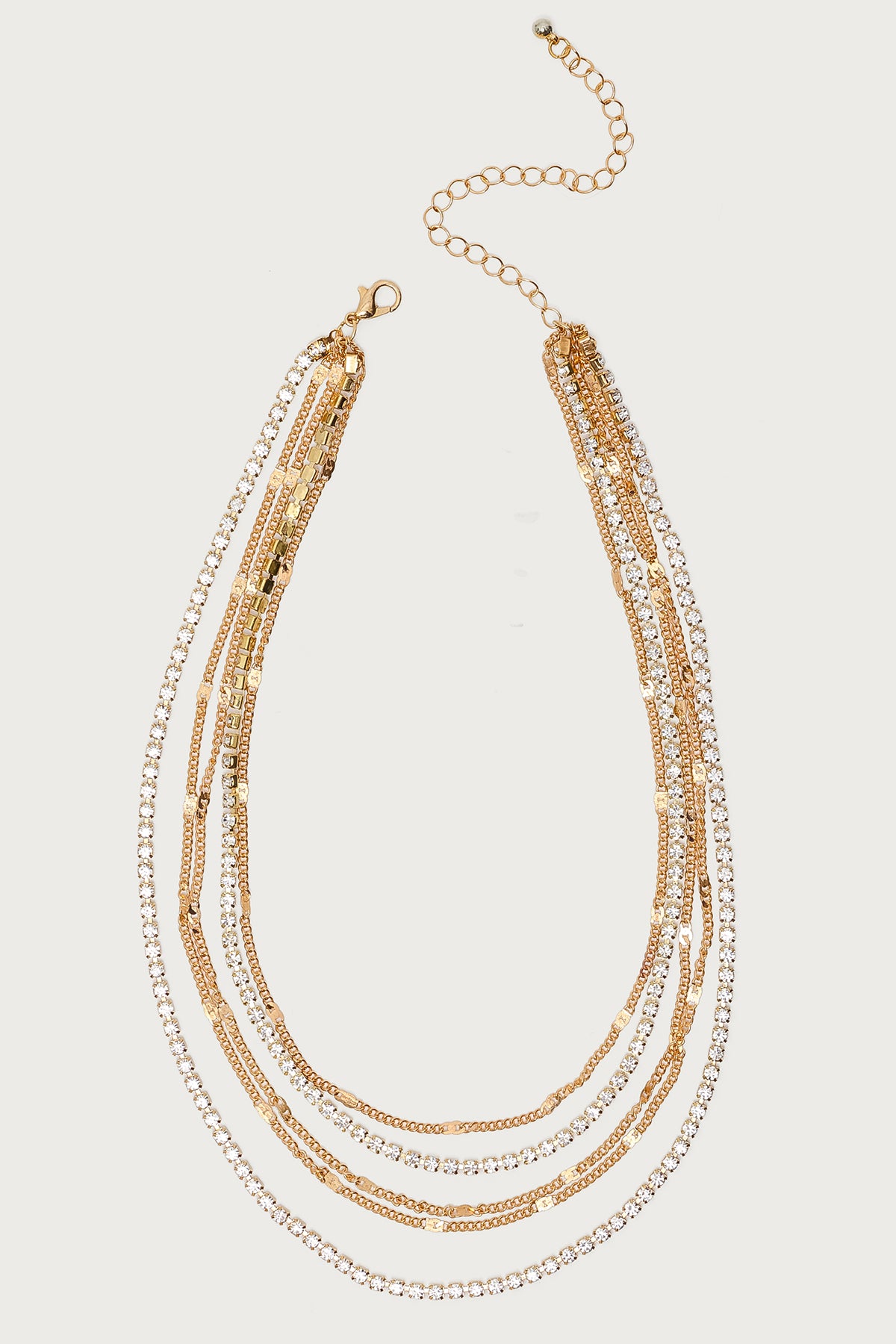 Layered Rhinestone Chain Necklace-Milans Time
