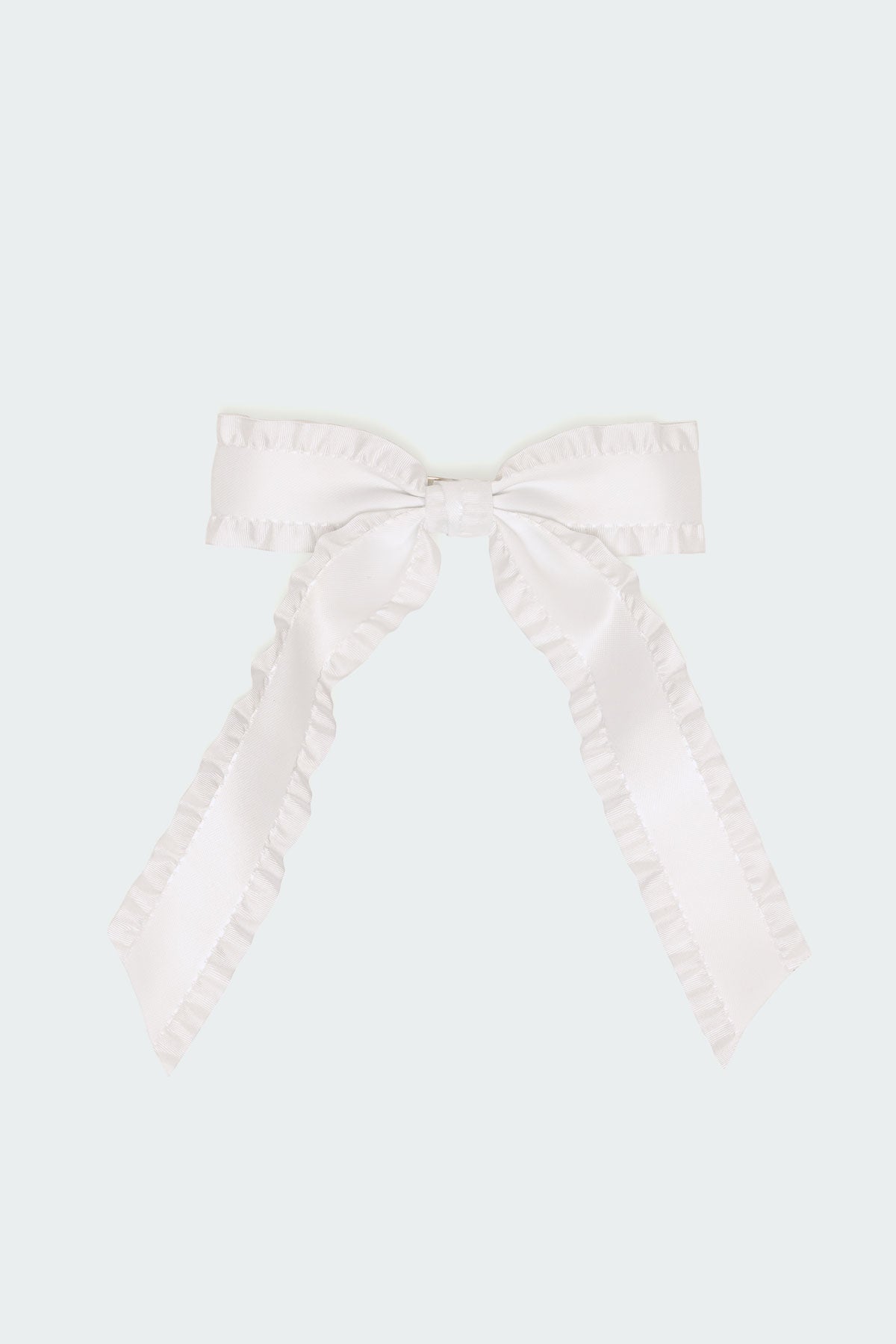Ruffle Trim Bow Hair Clip-Milans Time