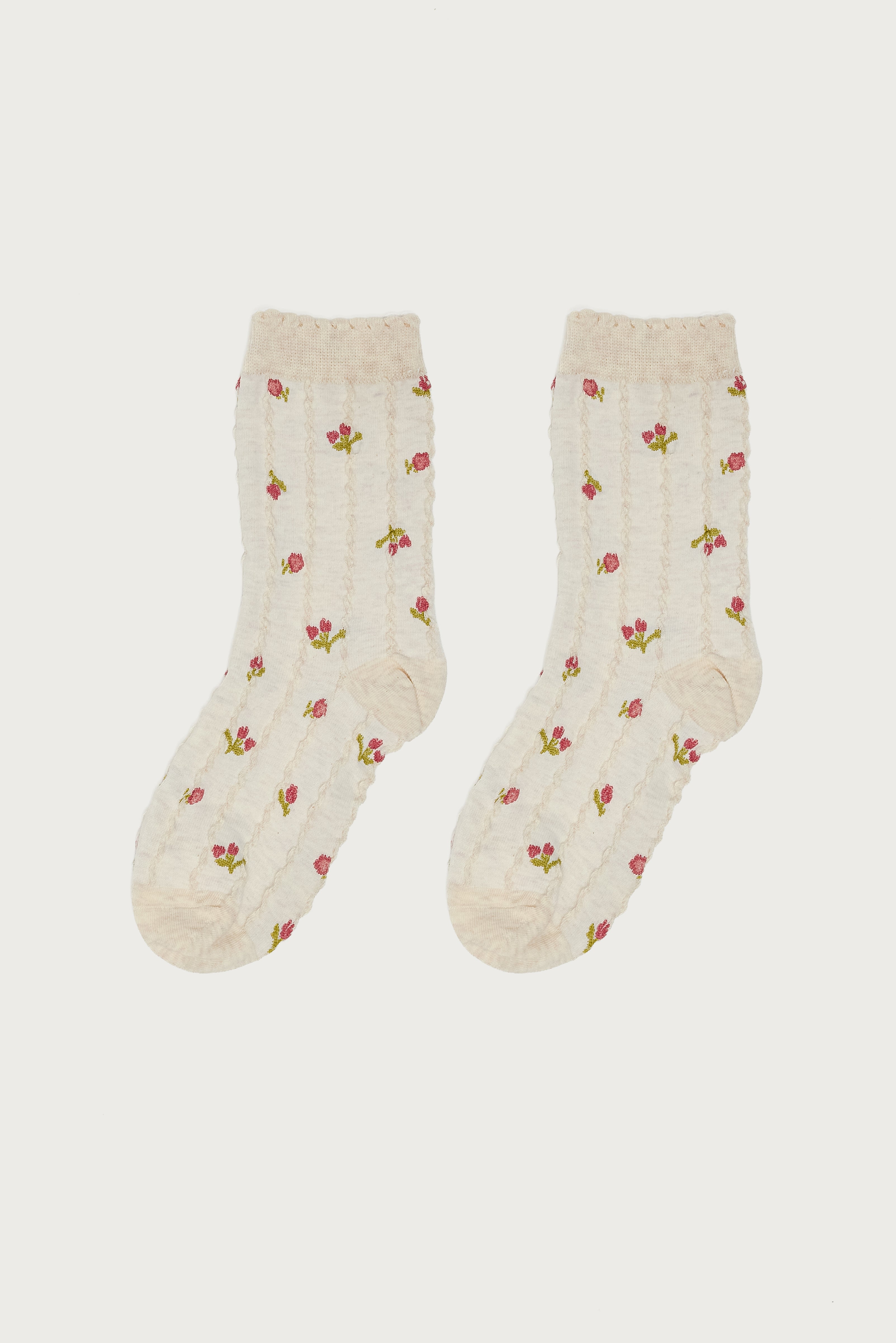 Embroidered Rose Socks-Milans Time