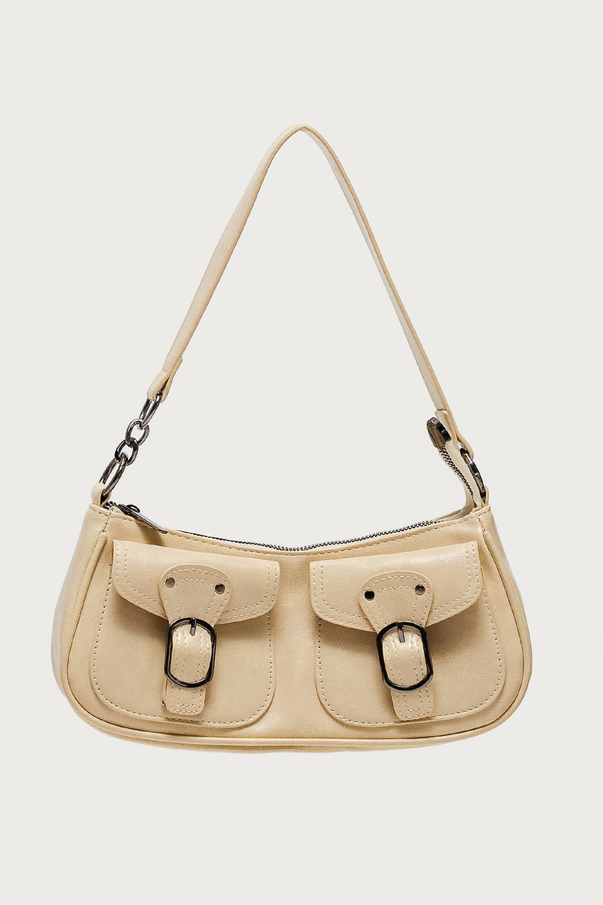 Distressed Faux Leather Buckle Bag-Milans Time