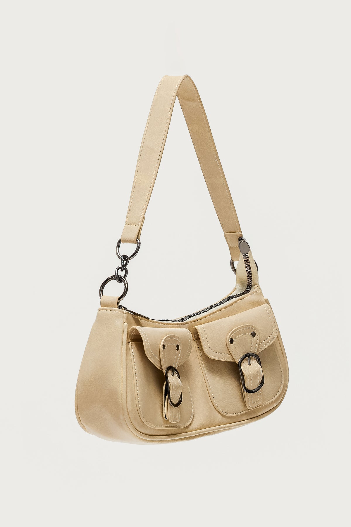 Distressed Faux Leather Buckle Bag-Milans Time