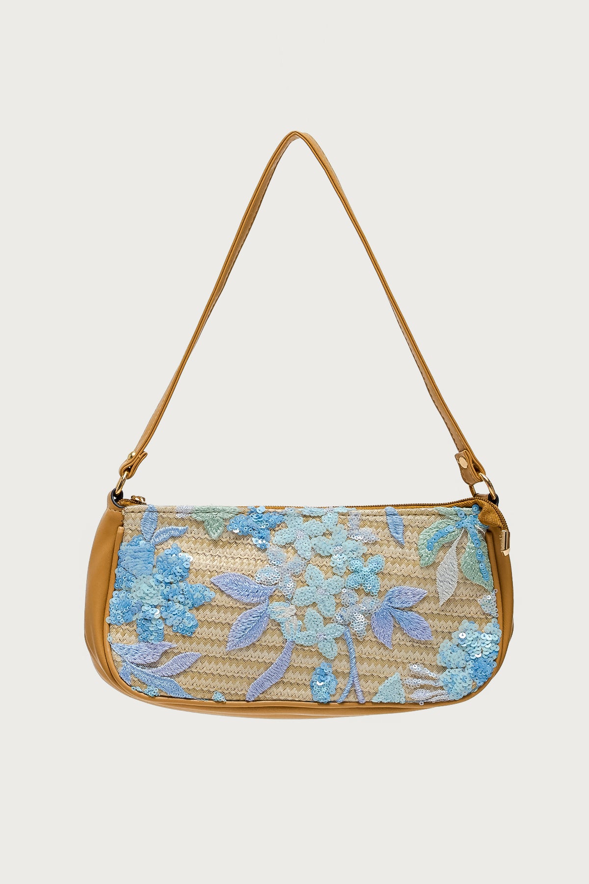 Sequin & Embroidered Straw Bag-Milans Time