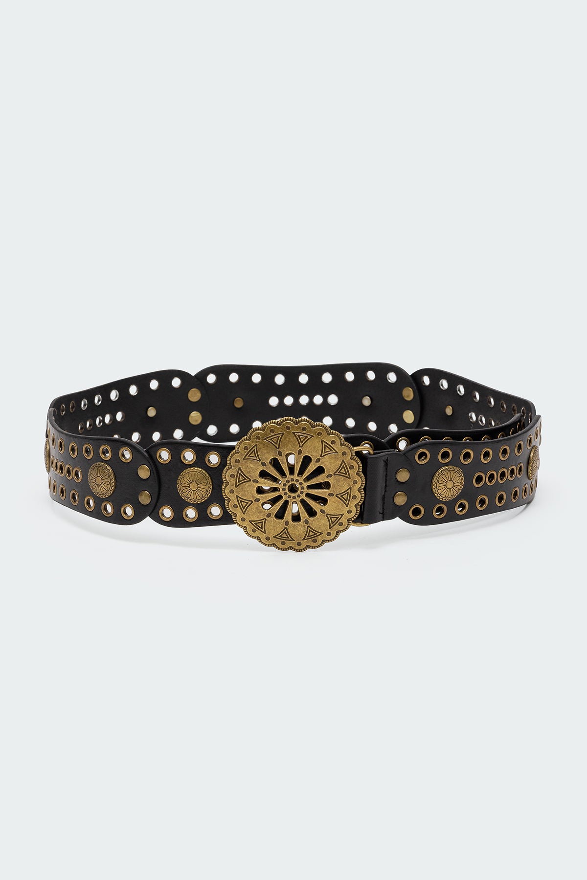 Scalloped Circle Faux Leather Belt-Milans Time